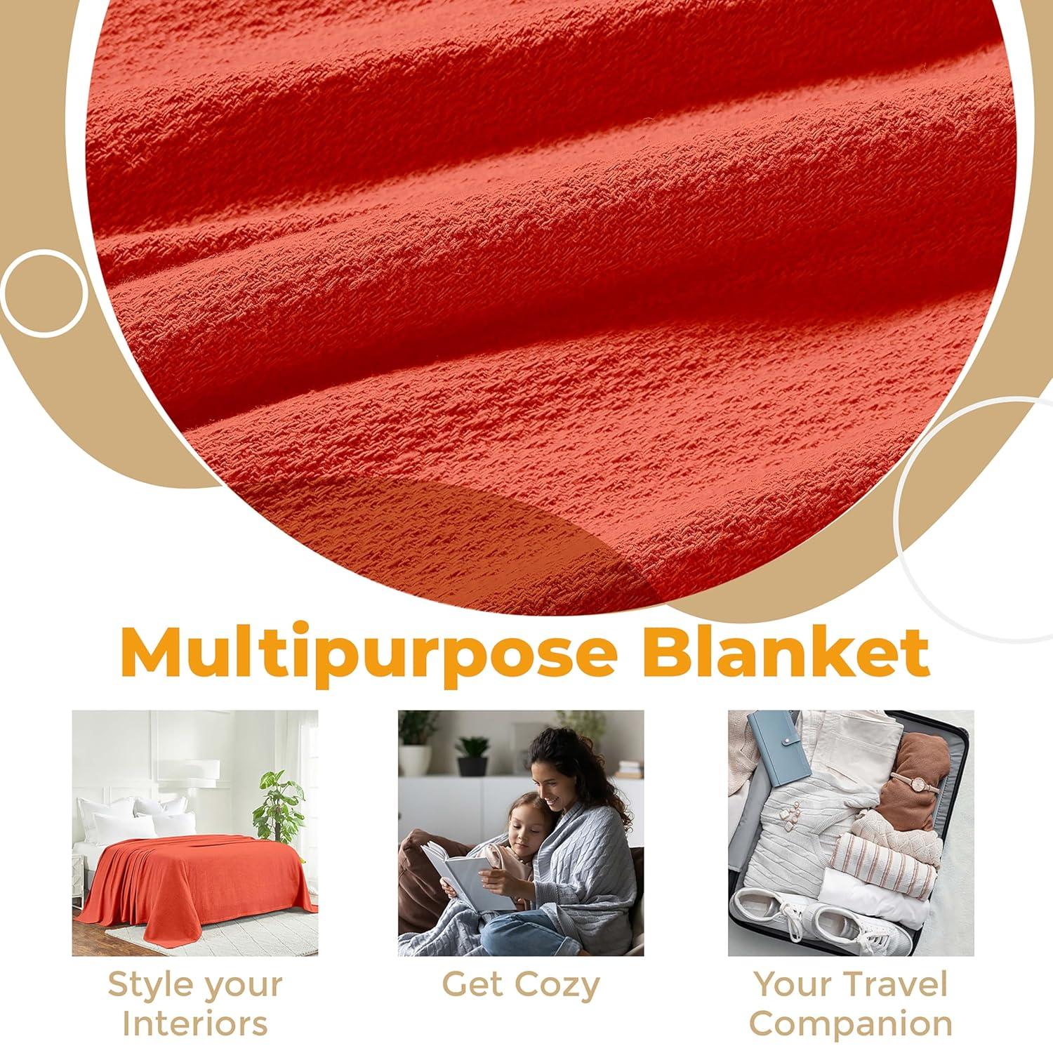 Superior Waffle Weave Honeycomb Knit Soft Textured All-Season Cotton Blanket