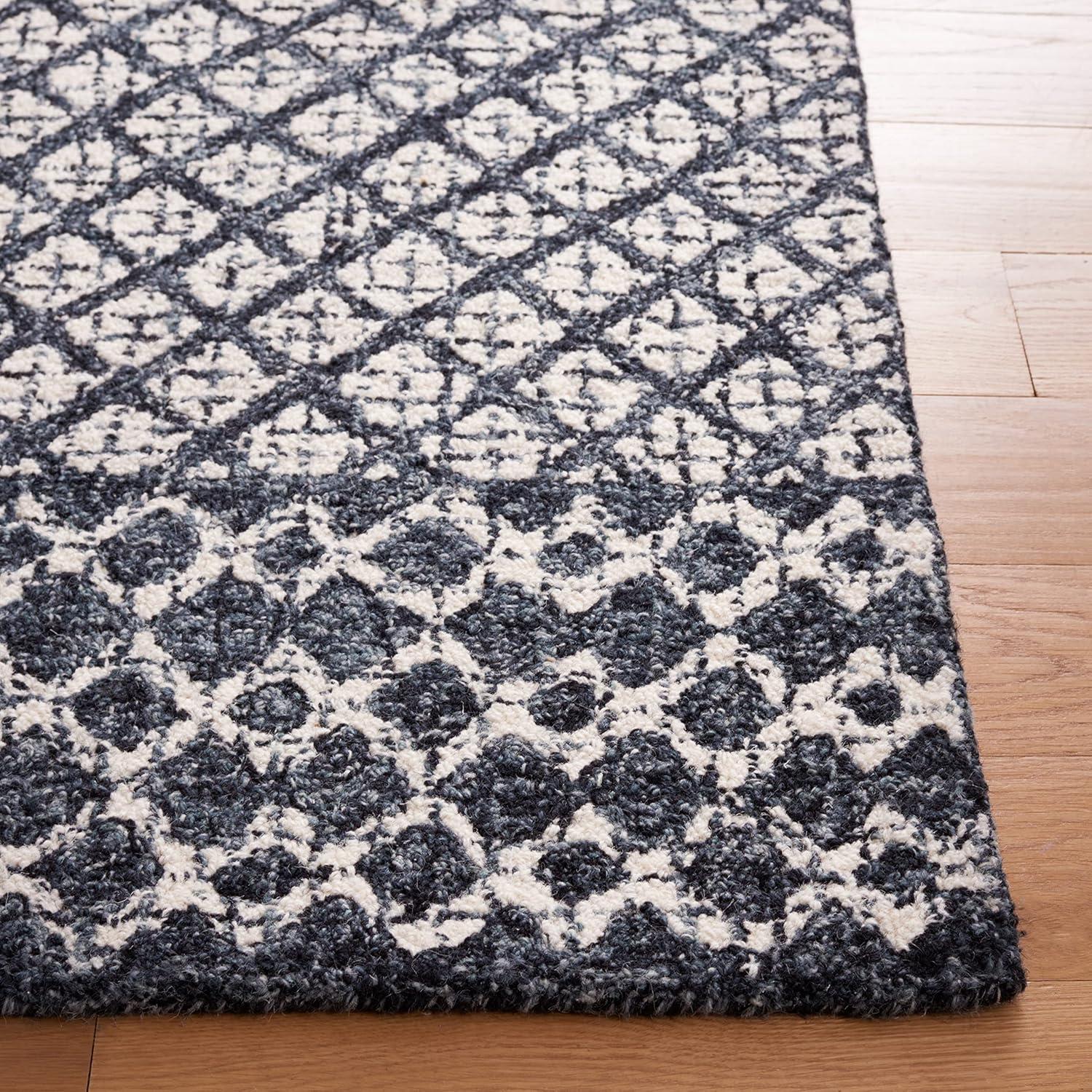 Abstract ABT203 Handmade Indoor Area Rug - Ivory/Navy - 6'x9' - Safavieh