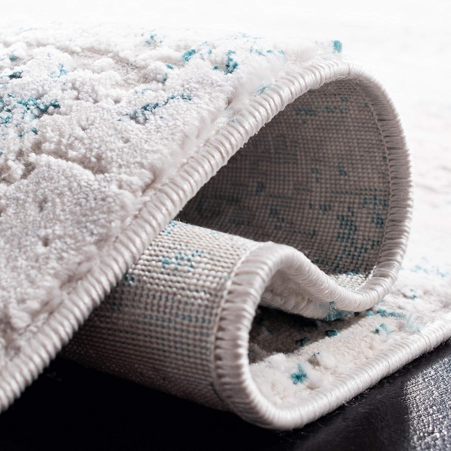 Amalfi AMF572 Power Loomed Accent Rug - Cream/Turquoise - 3'x5' - Safavieh.