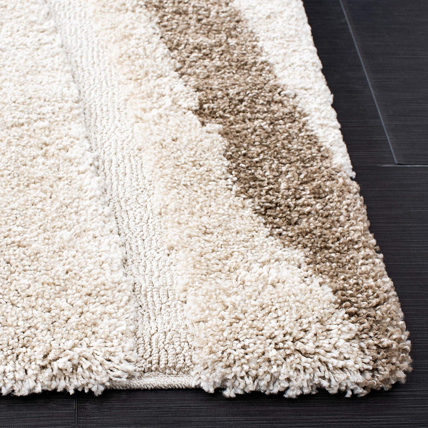 Florida Shag SG451 Power Loomed Indoor Area Rug - Cream/Dark Brown - 6'x9' - Safavieh.