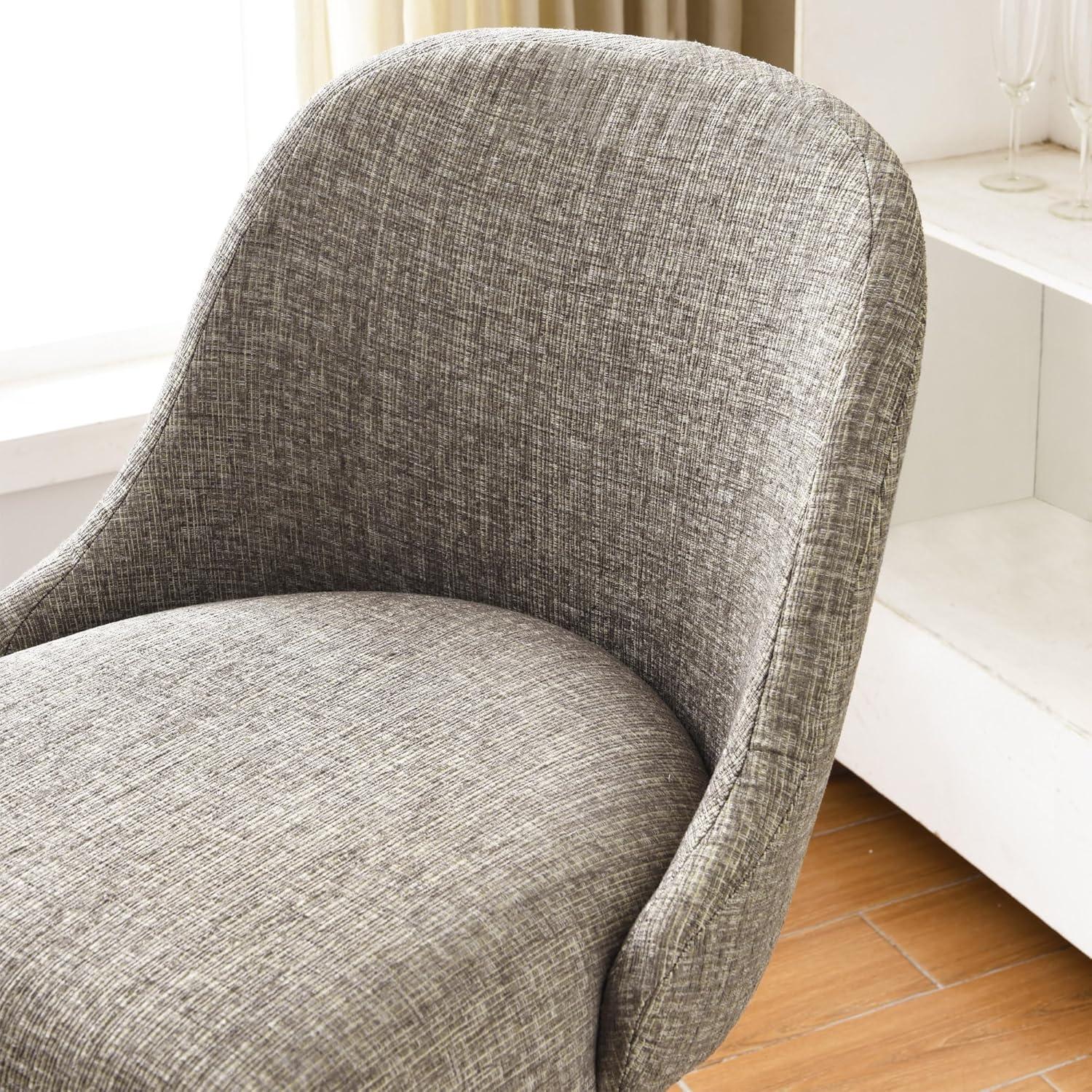 Leick Home Set of 2 Barrelback Counter Height Barstool with Metal Base Espresso/Gray Linen: Upholstered, Steel Legs, Modern Style
