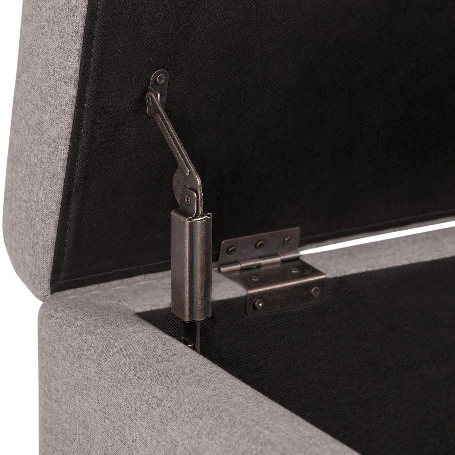 Simpli Home Hamilton 48"W Upholstered Storage Ottoman Bench with Lift-Top Lid, Tufted Design, and Nailhead Trim