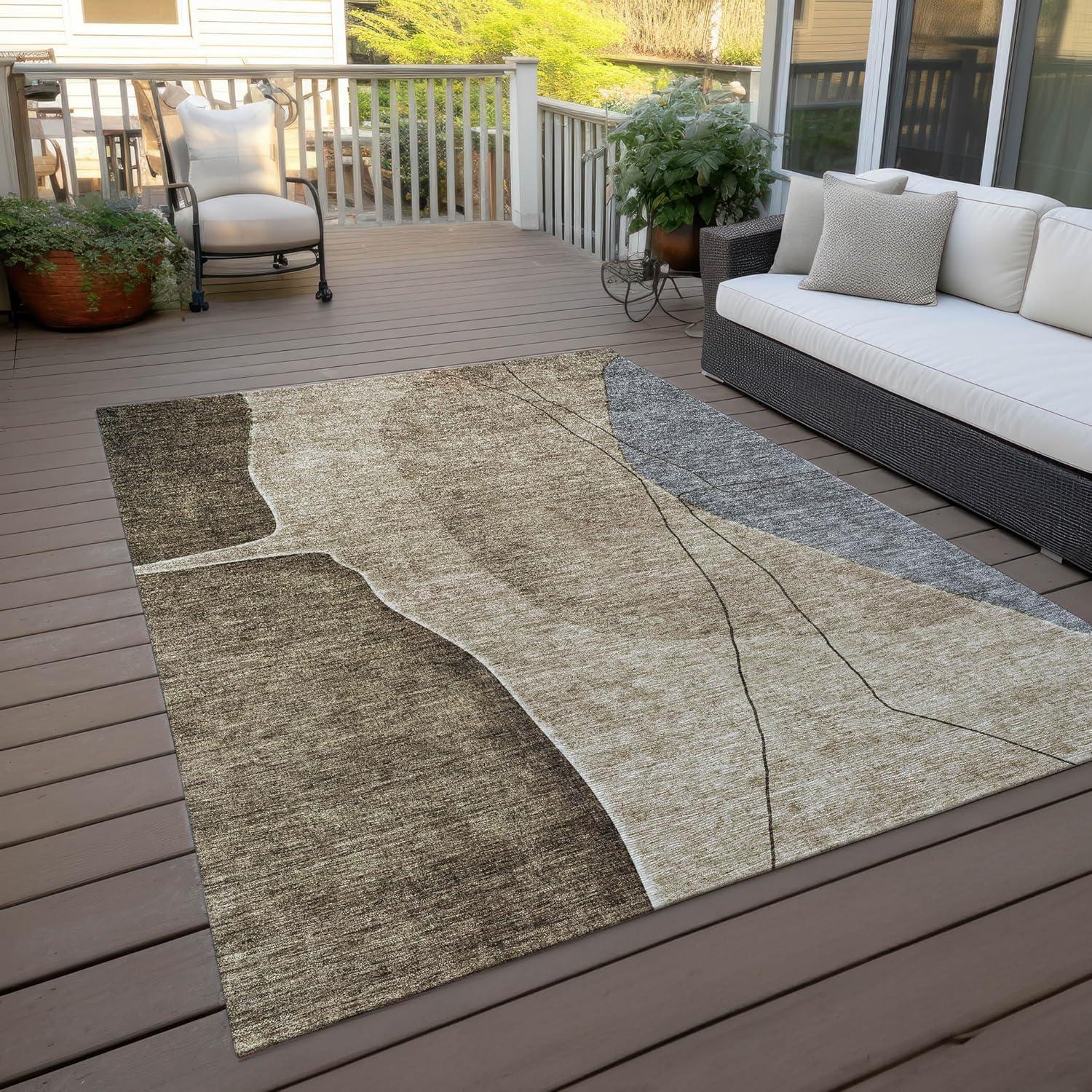 Addison Rugs Chantille ACN696 Brown 5' x 7'6" Indoor Outdoor Area Rug, Easy Clean, Machine Washable, Non Shedding, Bedroom, Entry, Living Room, Dining Room, Kitchen, Patio Rug