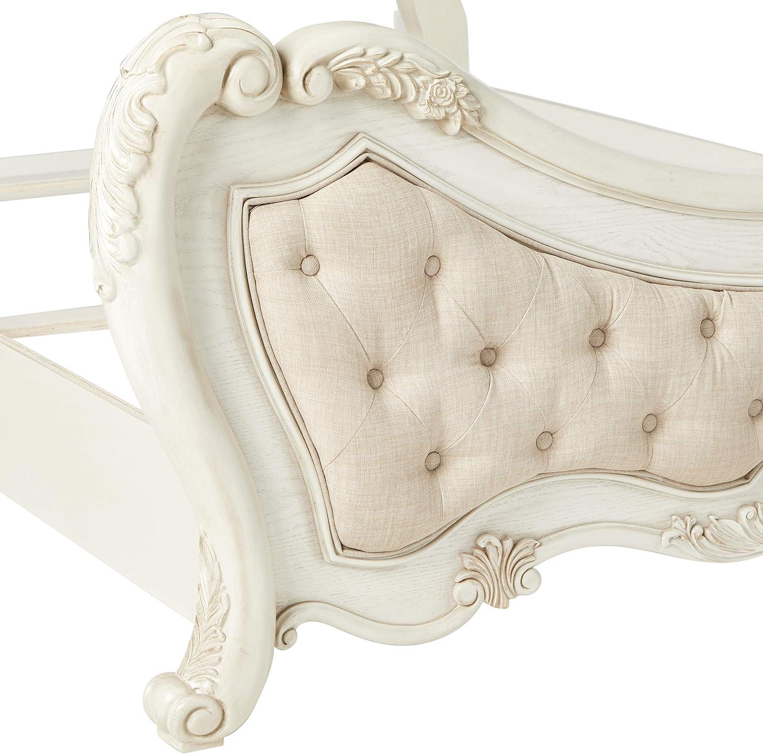 Acme Furniture Vintage Queen Traditional Panel Bed, Beige/Antique White