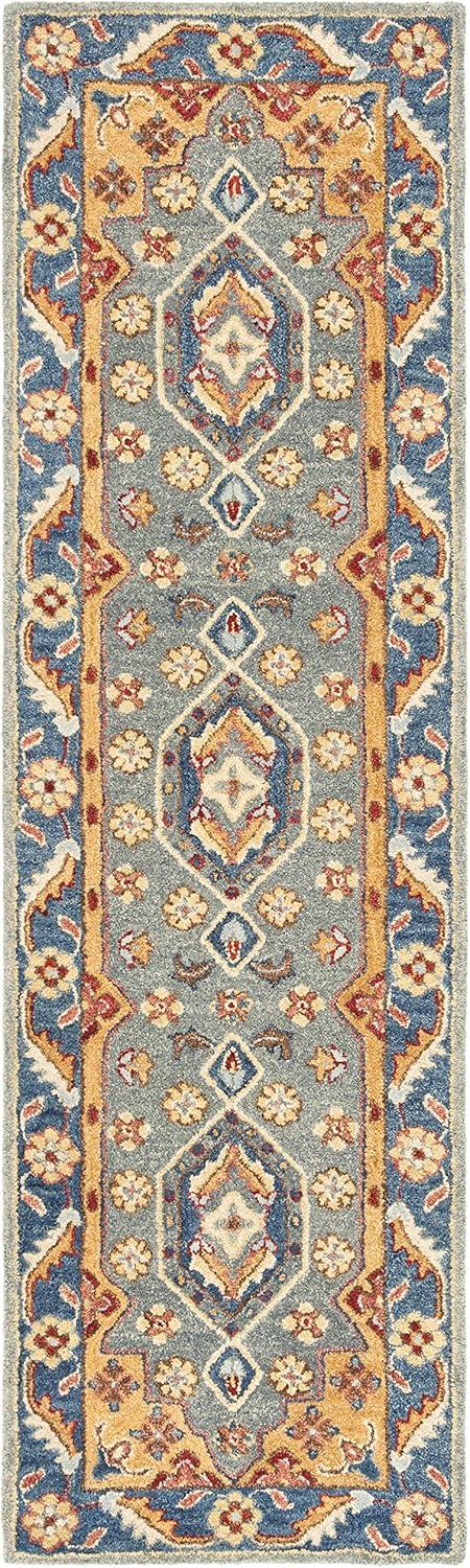 Antiquity AT504 Hand Tufted Runner Rug - Blue/Gold - 2'3"x8' - Safavieh.