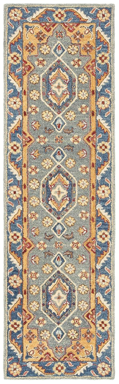 Antiquity AT504 Hand Tufted Runner Rug - Blue/Gold - 2'3"x8' - Safavieh.