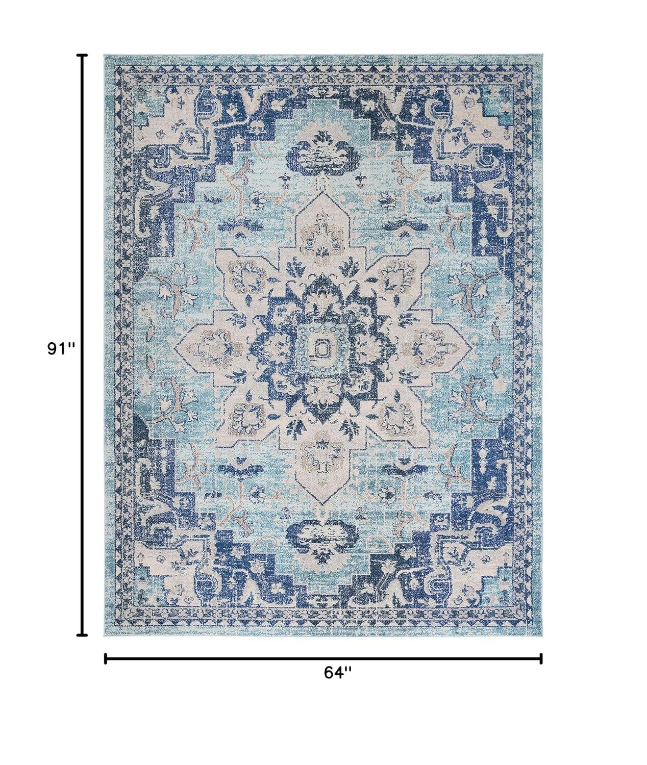 Madison MAD473 Power Loomed Indoor Area Rug - Teal/Navy - 5'3"x7'6" - Safavieh