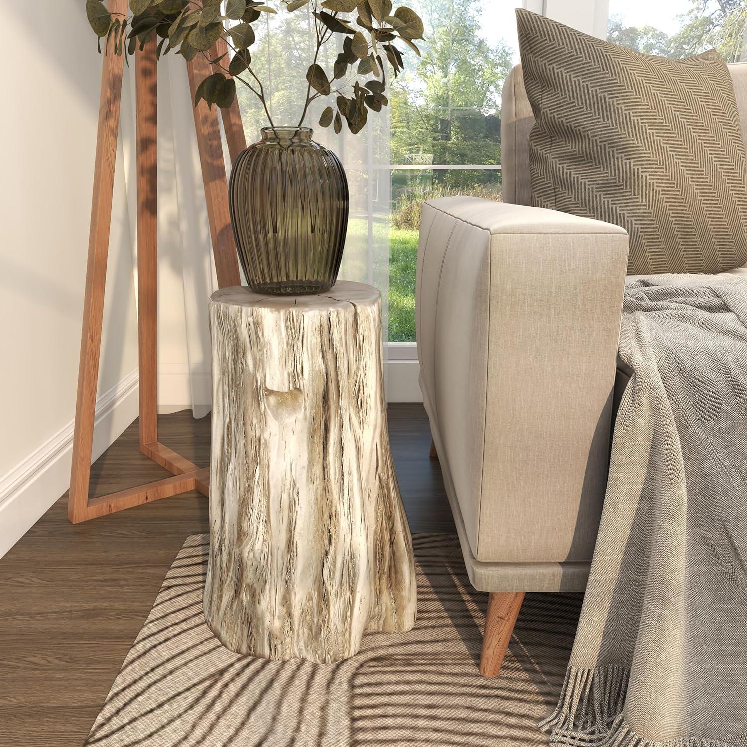 Union Rustic Vezina Fiberglass Tree Trunk Side End Accent Table