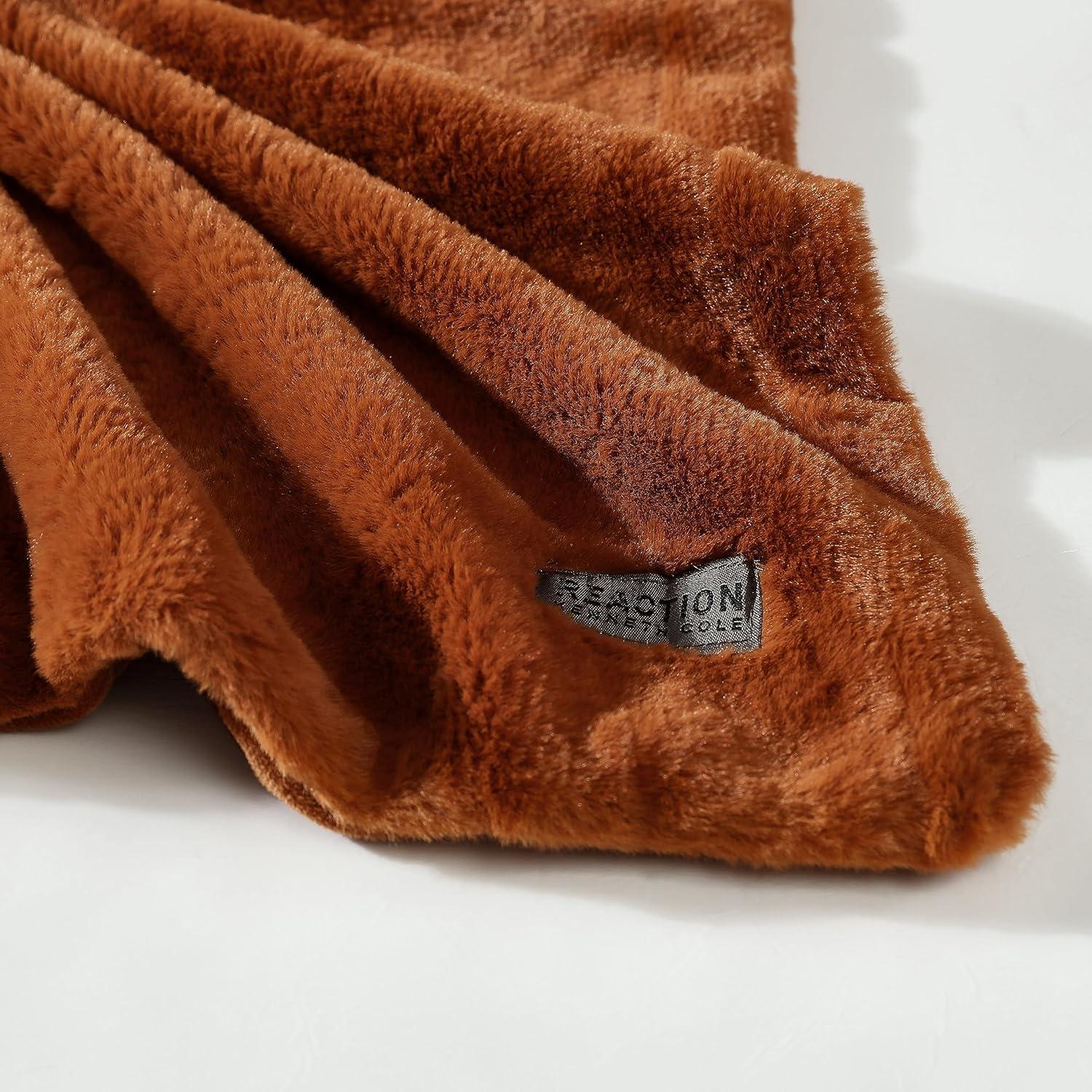 Ginger Orange Faux Fur Reversible Throw Blanket 50" x 60"