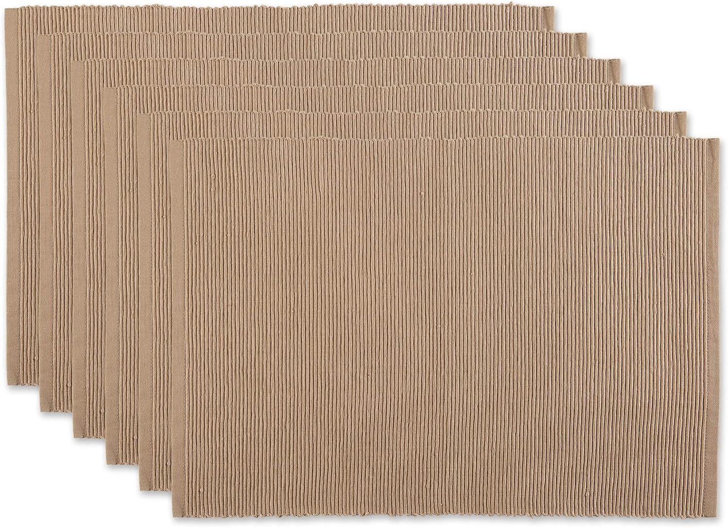 Rustic Brown Cotton Ribbed Rectangular Placemat Set of 6