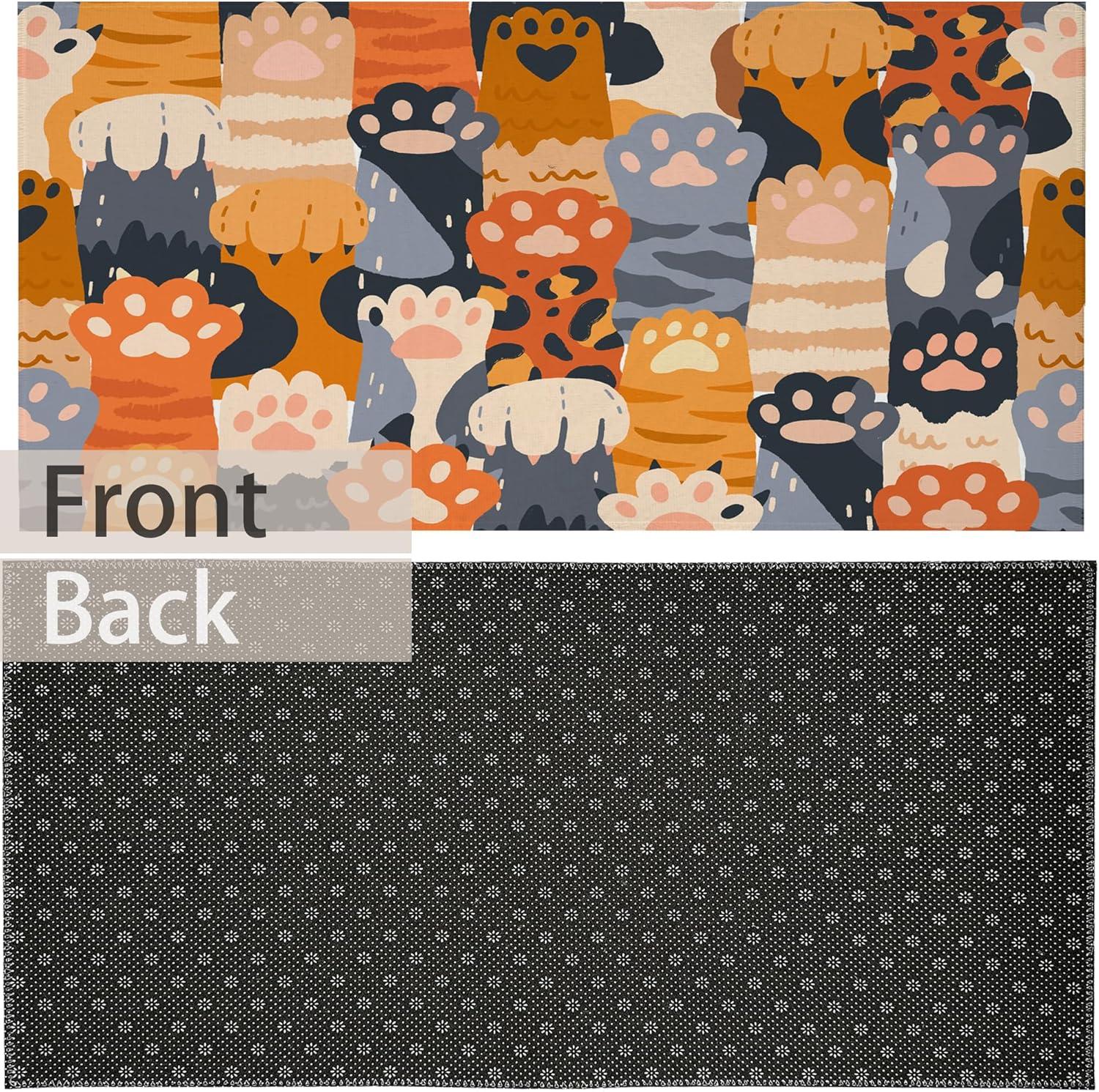 TUBAMQ Welcome Cute Cat Doormat Indoor Outdoor Patio Cute Cat Paws Print Door Mats Non-Slip Entrance Mat for Home,Outside Entry,Yard,Floor,Patio 17x30INCH