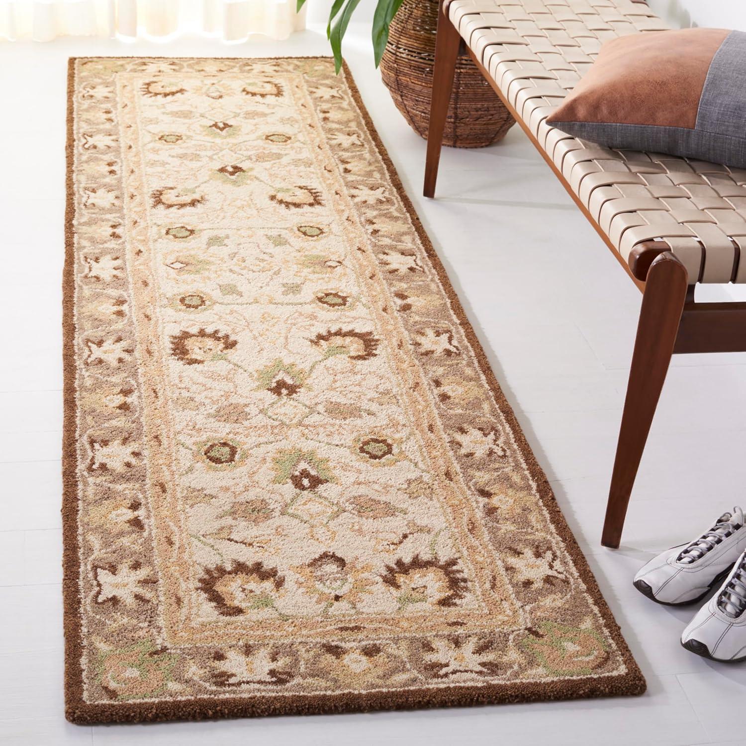 Anatolia AN512 Hand Tufted Indoor Runner Rug - Ivory/Brown - 2'3"x10' - Safavieh