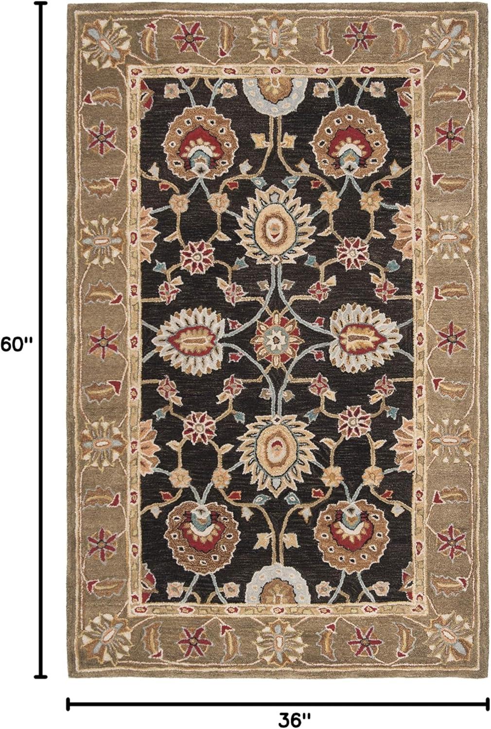 SAFAVIEH Anatolia Scarlett Floral Area Rug, Black/Green, 3' x 5'