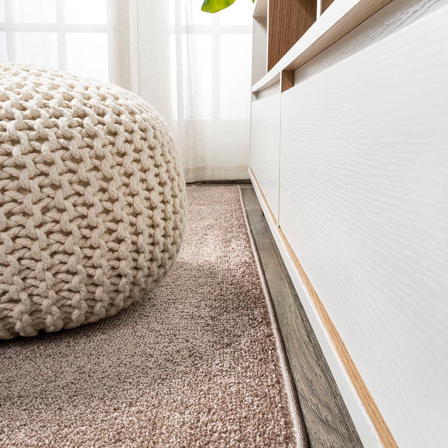 5'x8' Haze Solid Low-Pile Area Rug, Brown - JONATHAN Y