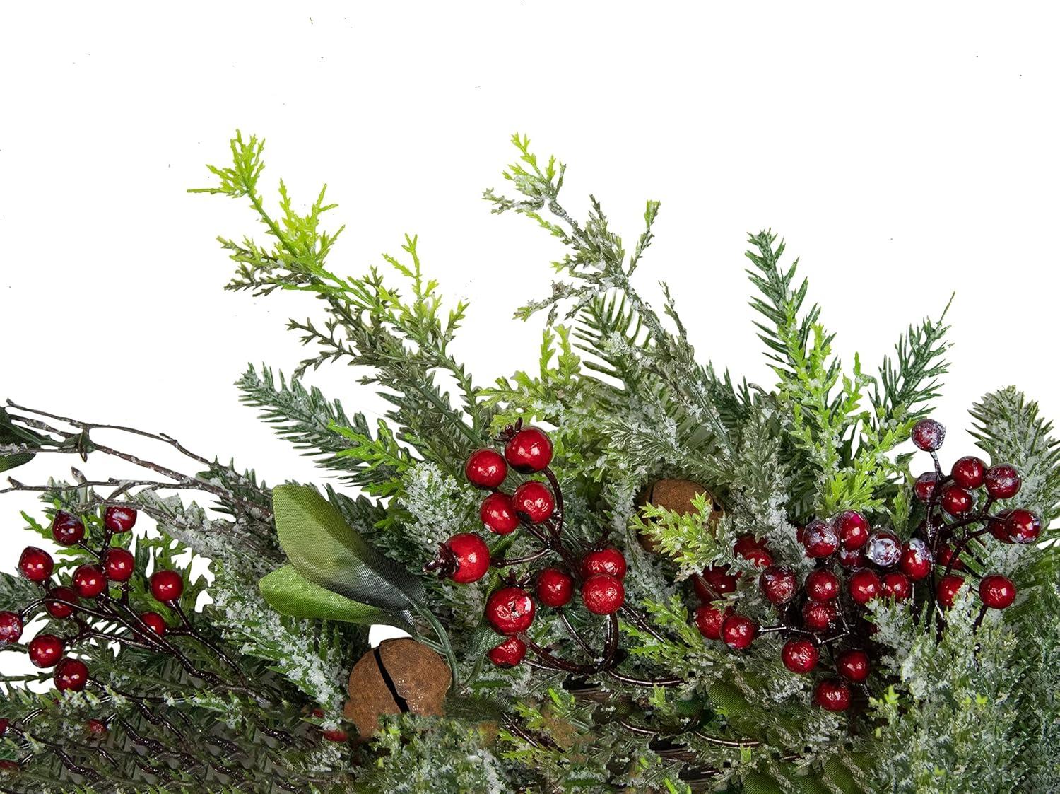 Frosted Pine and Berry Artificial Christmas Wreath 25-Inch Unlit