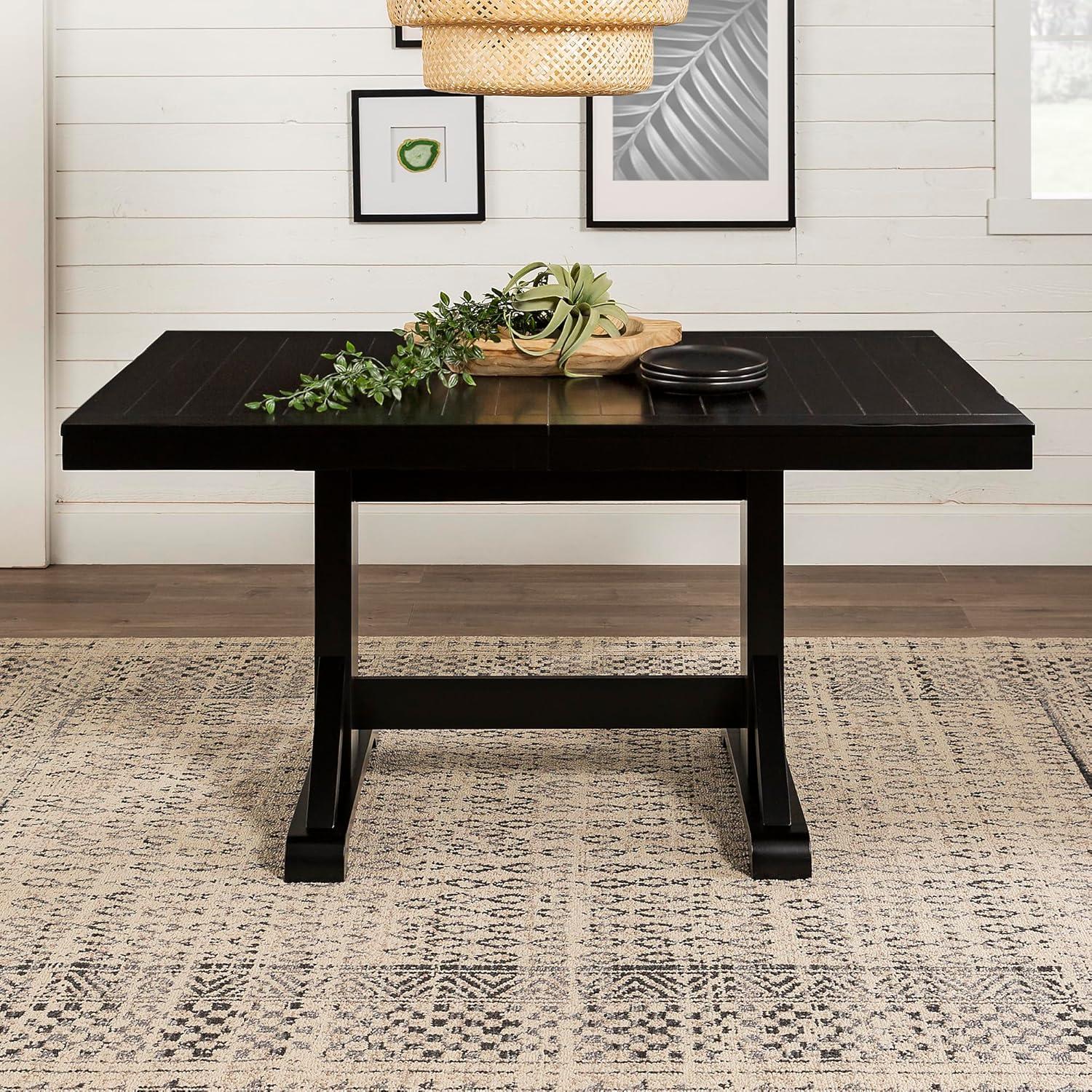 Walker Edison Modern Farmhouse Expandable Dining Table - Antique Black