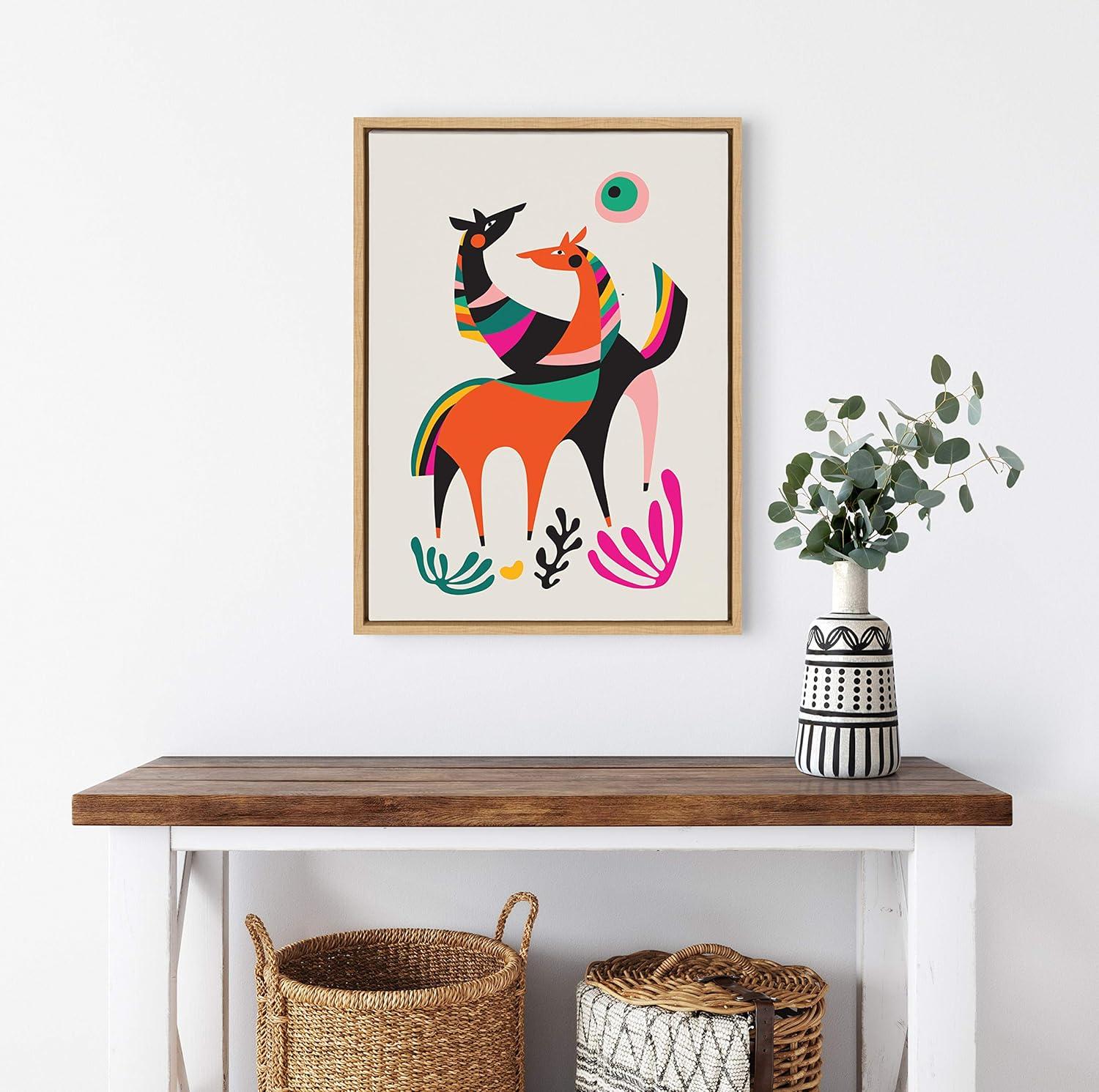 18"x24" Sylvie Dancing Horses Framed Canvas by Rachel Lee - Kate & Laurel: Dala Decor Art, Animal Theme