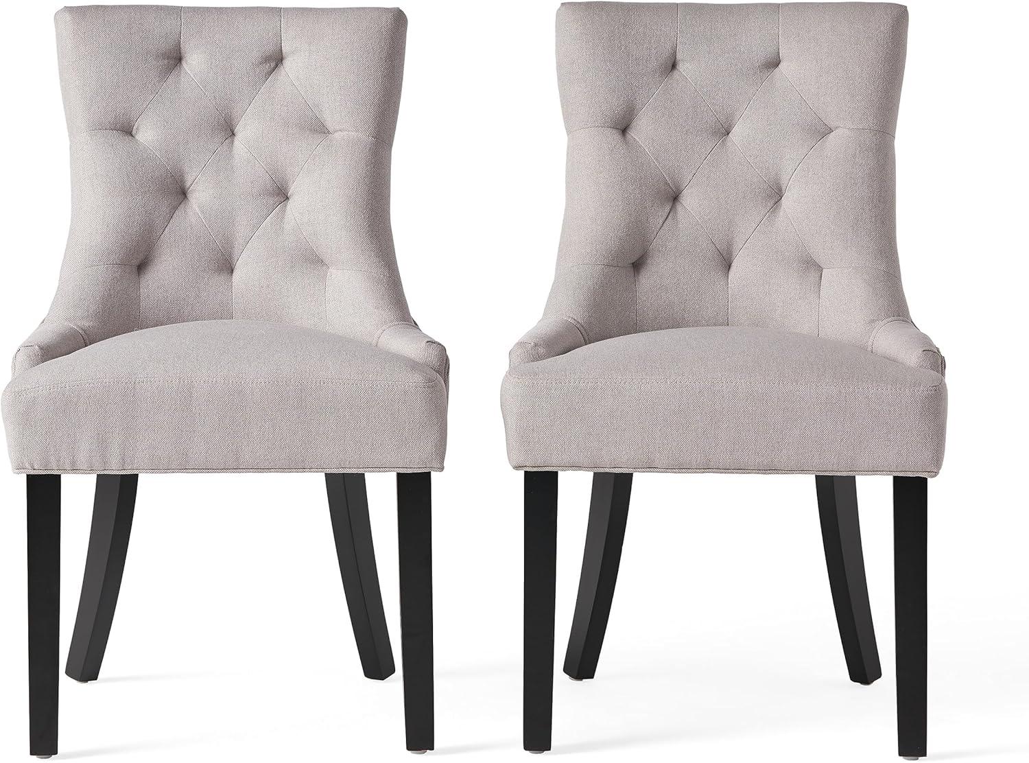 Christopher Knight Home Maggie Contemporary Tufted Armless Dining Chairs (Set of 2), Light Gray/Fabric