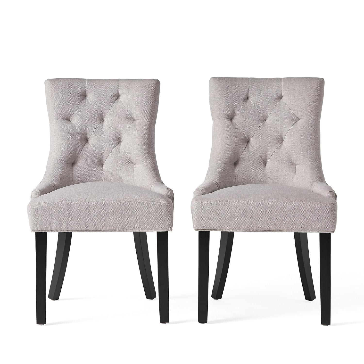 Christopher Knight Home Maggie Contemporary Tufted Armless Dining Chairs (Set of 2), Light Gray/Fabric