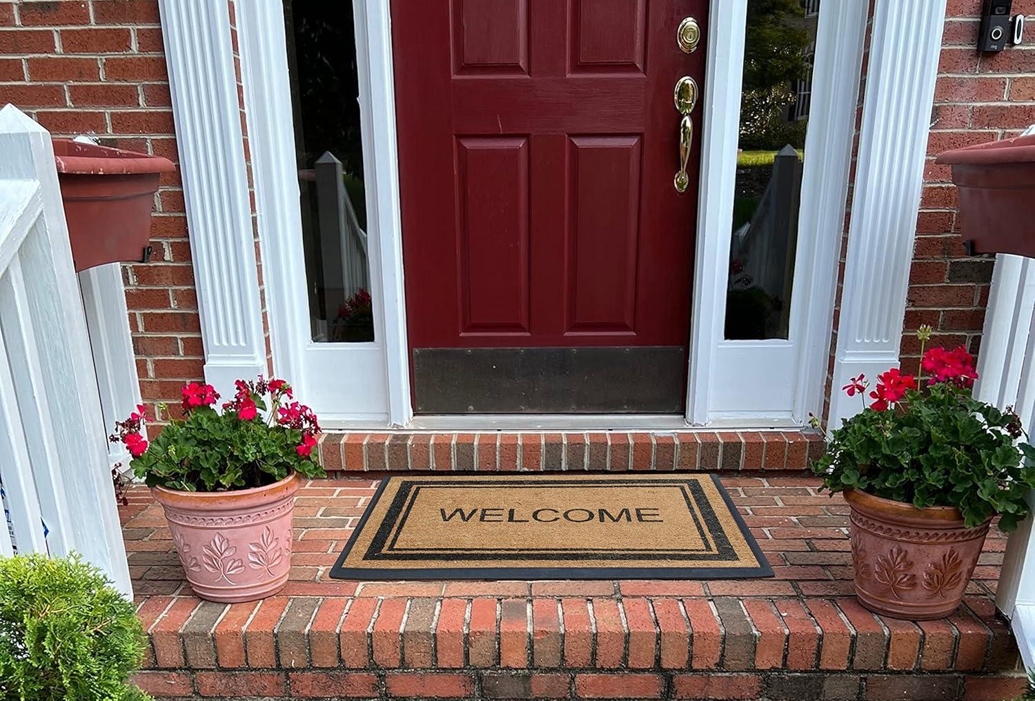 A1HC Natural Coir & Rubber Welcome Door Mat, 30x48, Thick Durable Doormats for, Heavy Duty Large Size Doormat, Anti-Shed Doormat, Fade-Resistant Door mat, Long Lasting, Front Door Entry Doormat