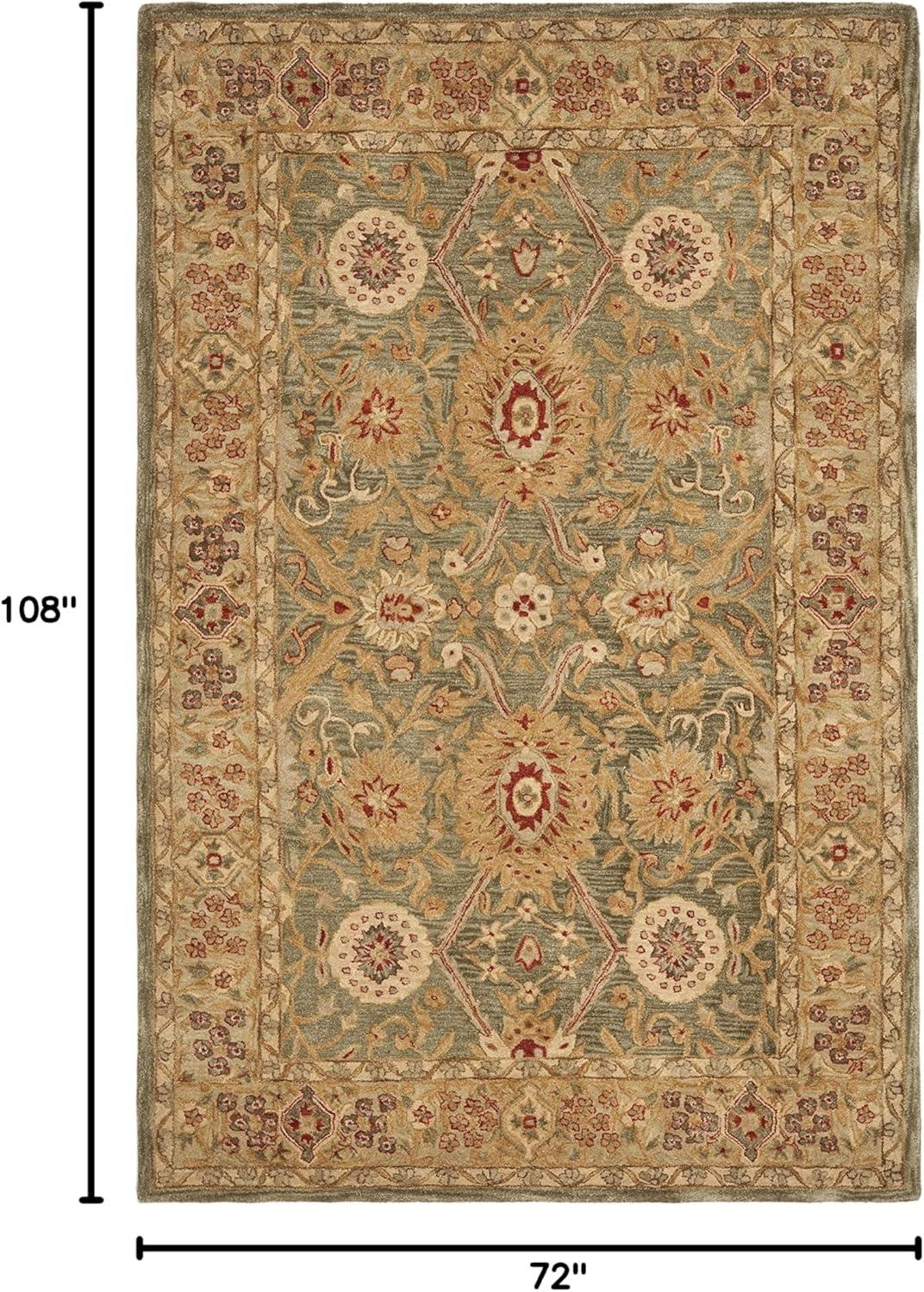 SAFAVIEH Anatolia Trinity Traditional Wool Area Rug, Sage/Ivory, 6' x 9'