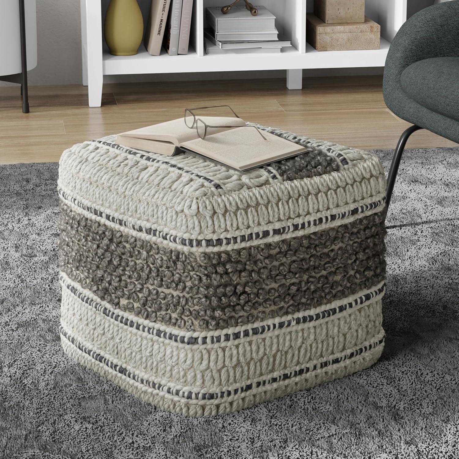 Simpli Home Grady Upholstered Pouf