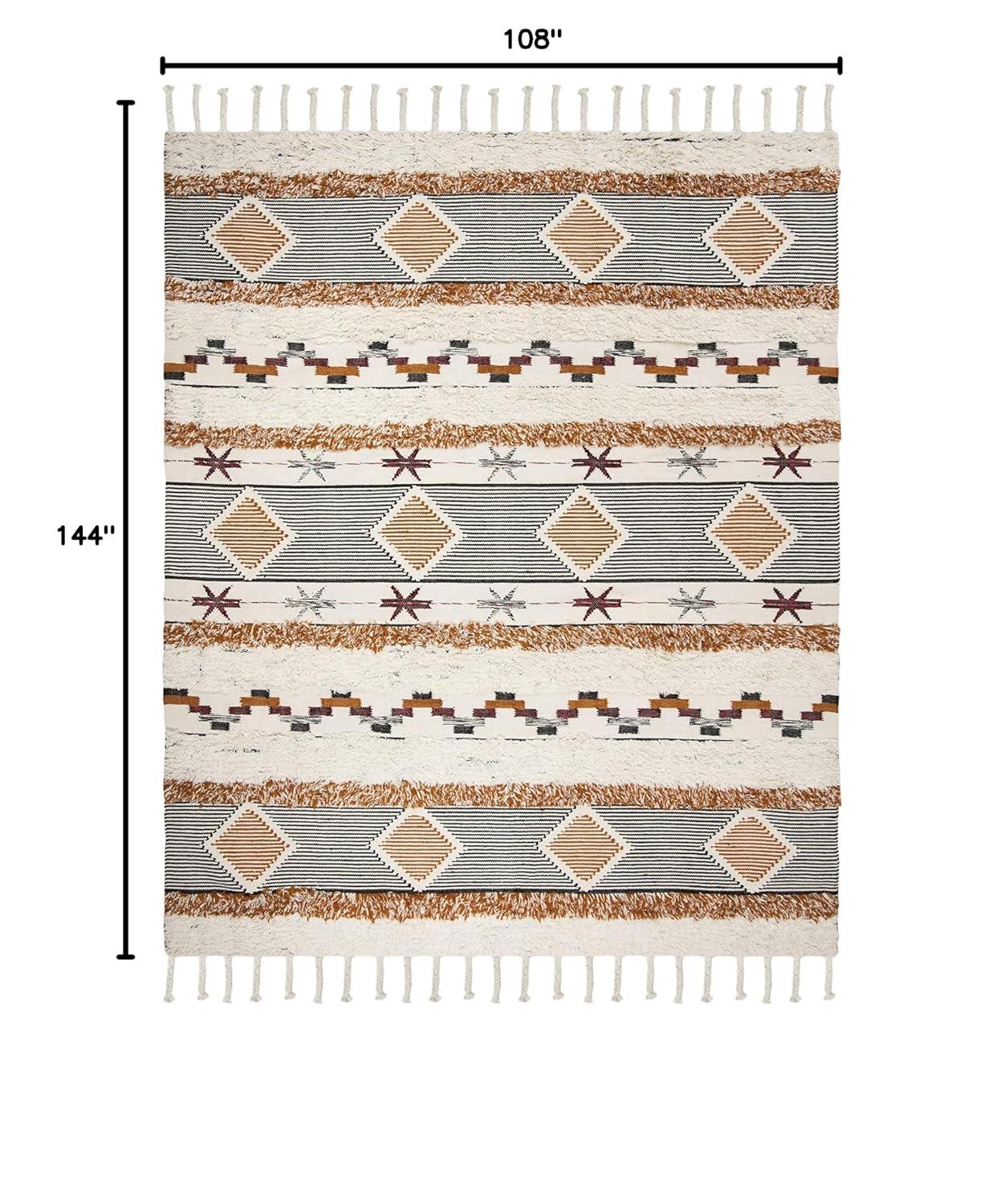 Kenya KNY904 Hand Knotted Area Rug - Ivory/Black-Orange - 9'x12' - Safavieh
