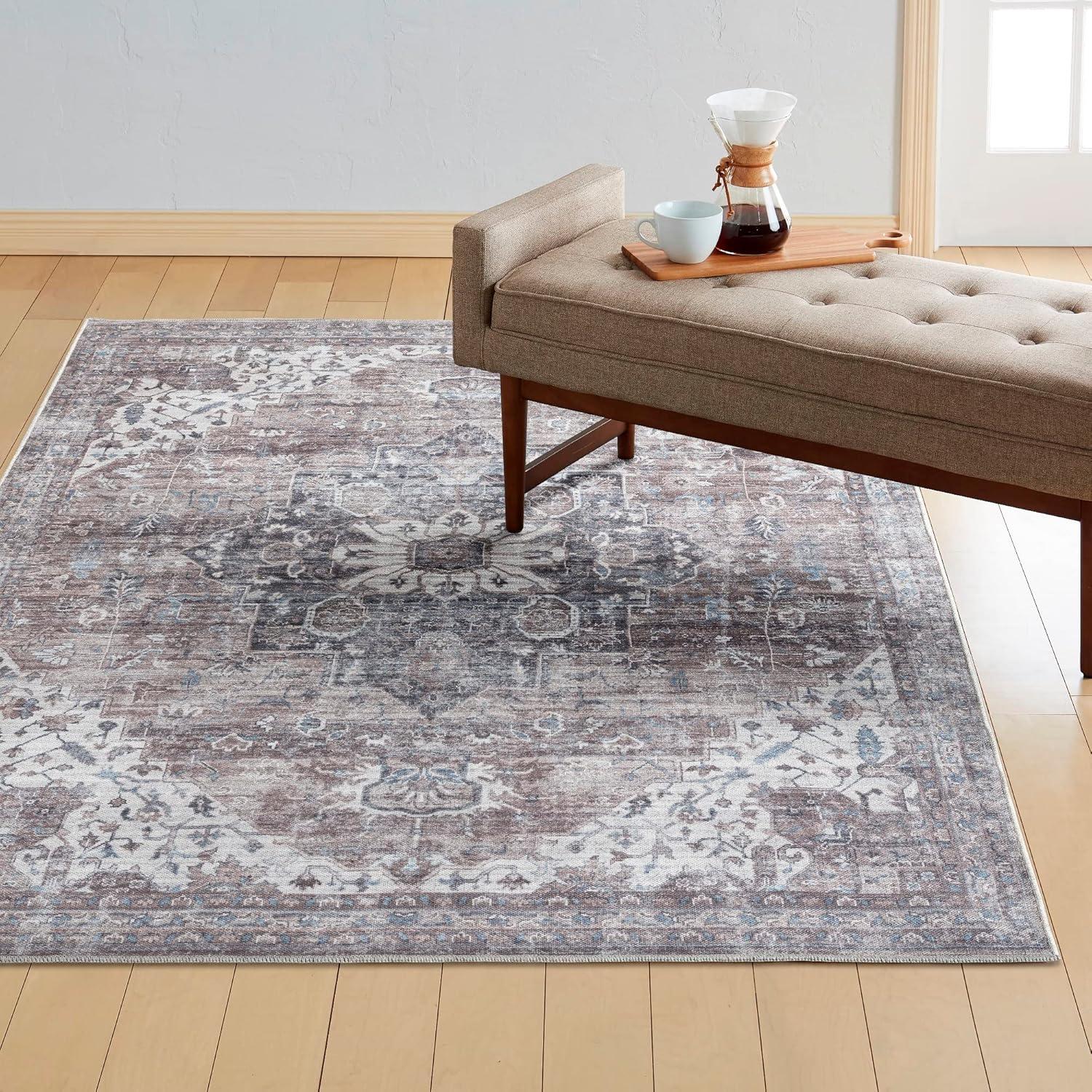 Everwash™ Callaghan Esther Bohemian Medallion Machine Washable Area Rug, Grey, 5'2"x7'2"