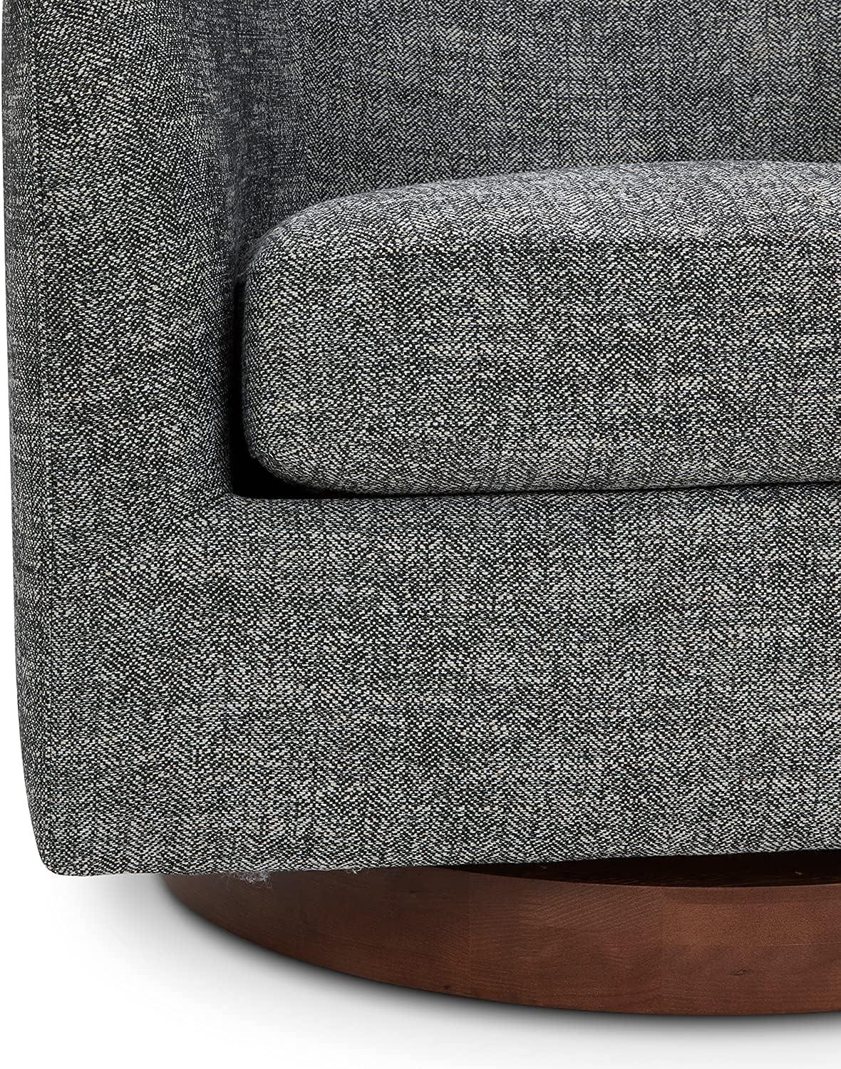 Nereus Dark Gray Fabric Swivel Accent Arm Chair with Wood Base