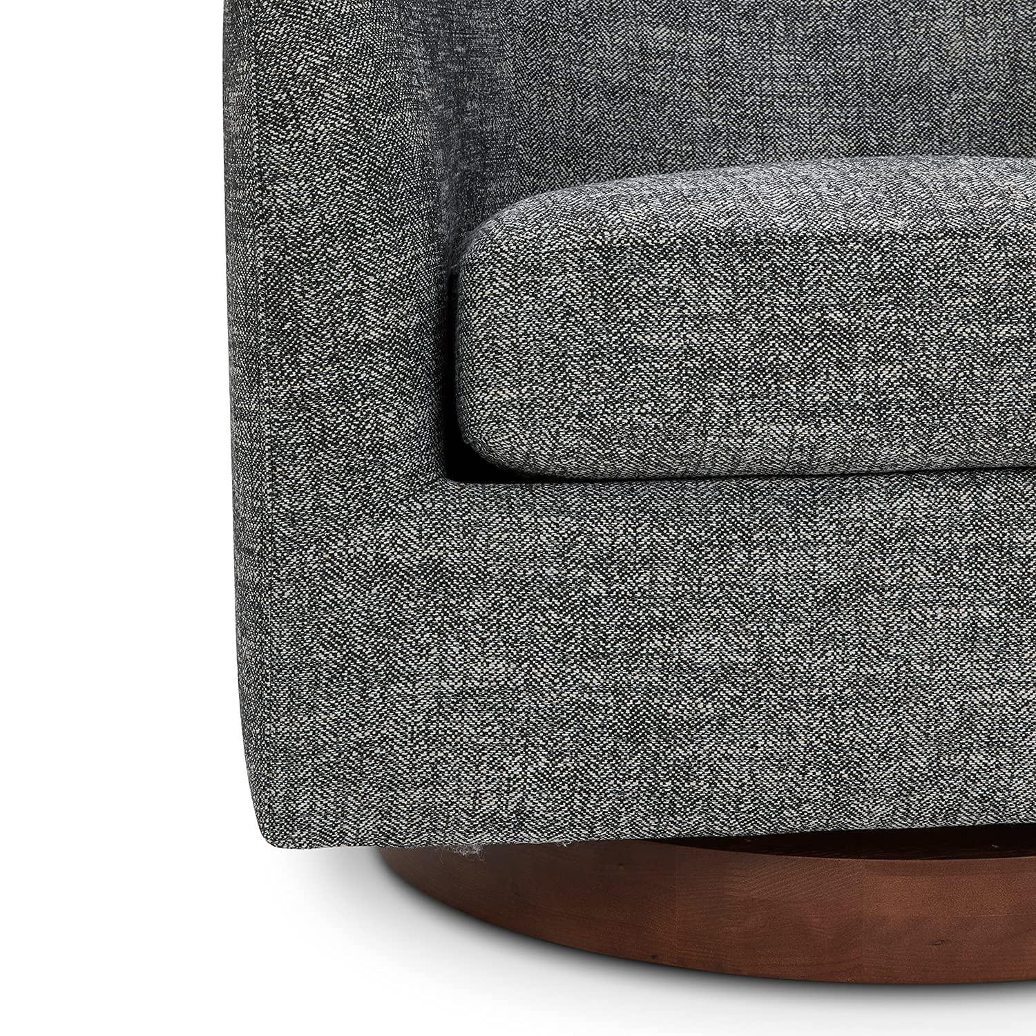 Nereus Dark Gray Fabric Swivel Accent Arm Chair with Wood Base