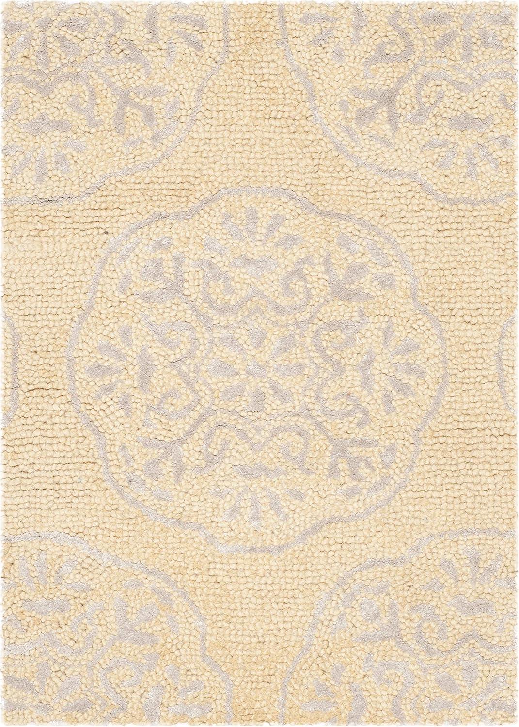 Bella Beige and Silver Hand-Tufted Wool Accent Rug, 2' x 3'