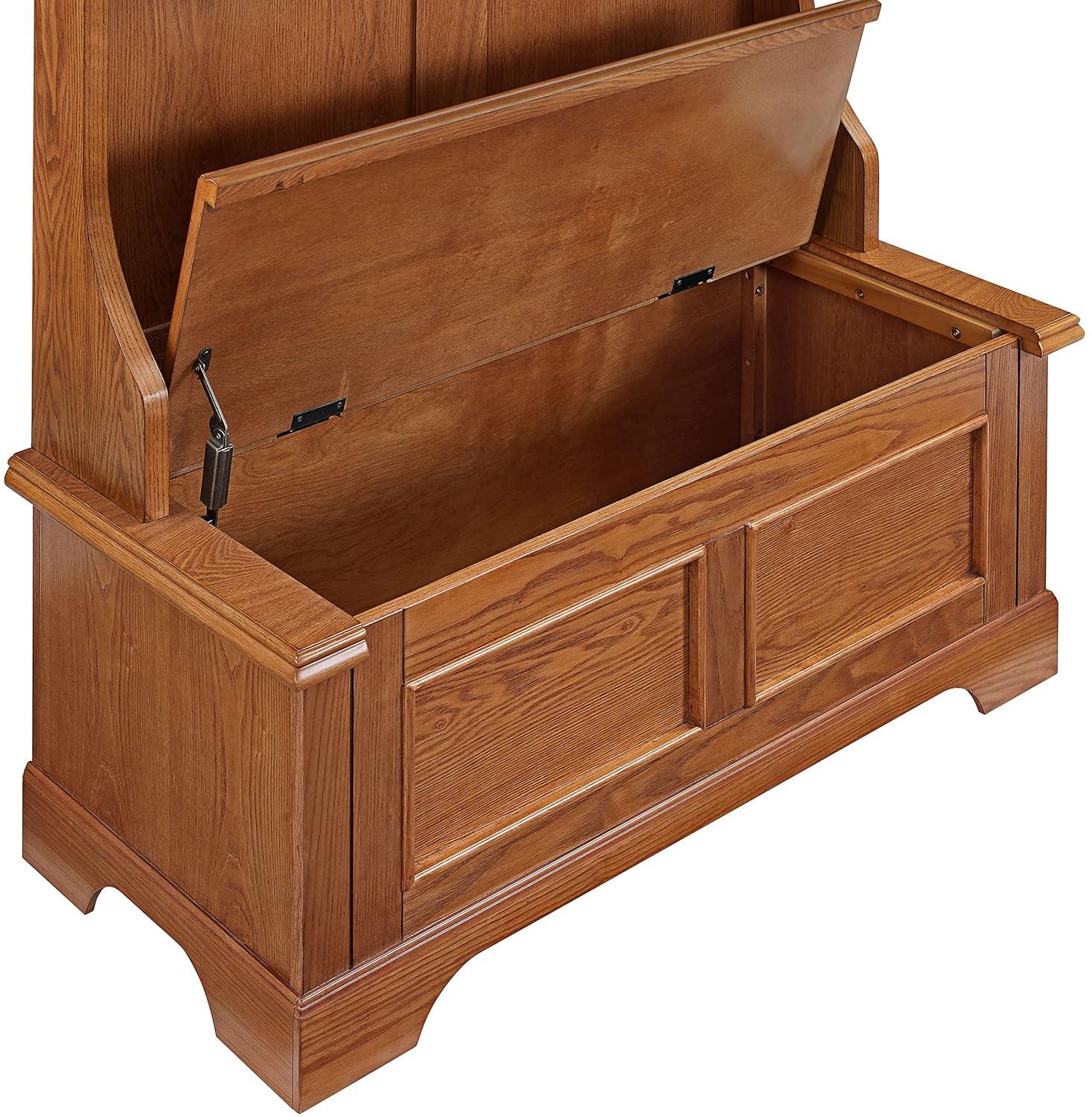Campbell Hall Tree Oak - Crosley: Spacious Bench, 4 Double Hooks, Shoe Storage