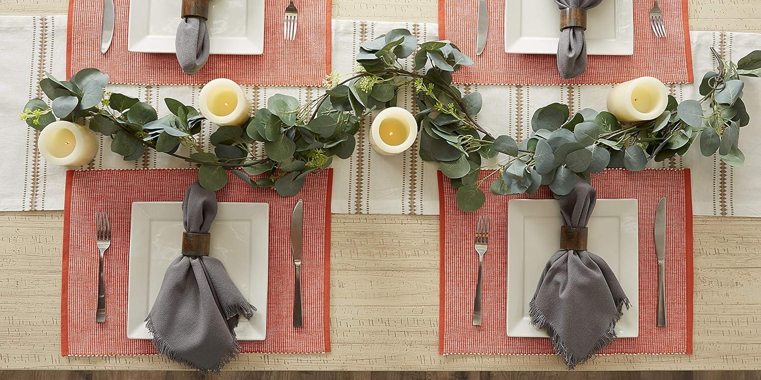 Vintage Red and White Cotton Ribbed Placemat Set, 6 Piece