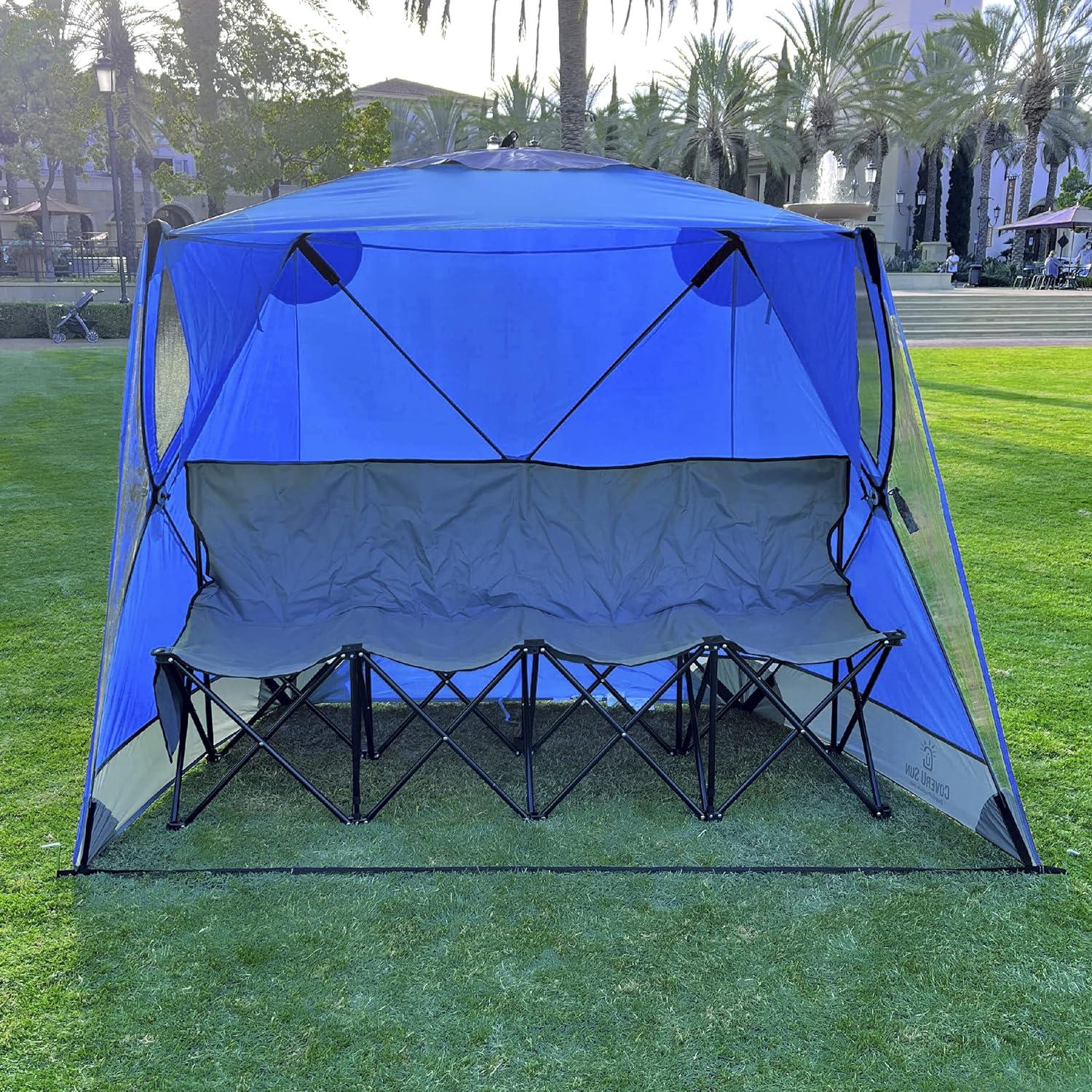 CoverU Sports Tent Pod SUN Protection – Pop Up 2 Person Hot Climate Canopy Shelter – Patent Pending - BLUE