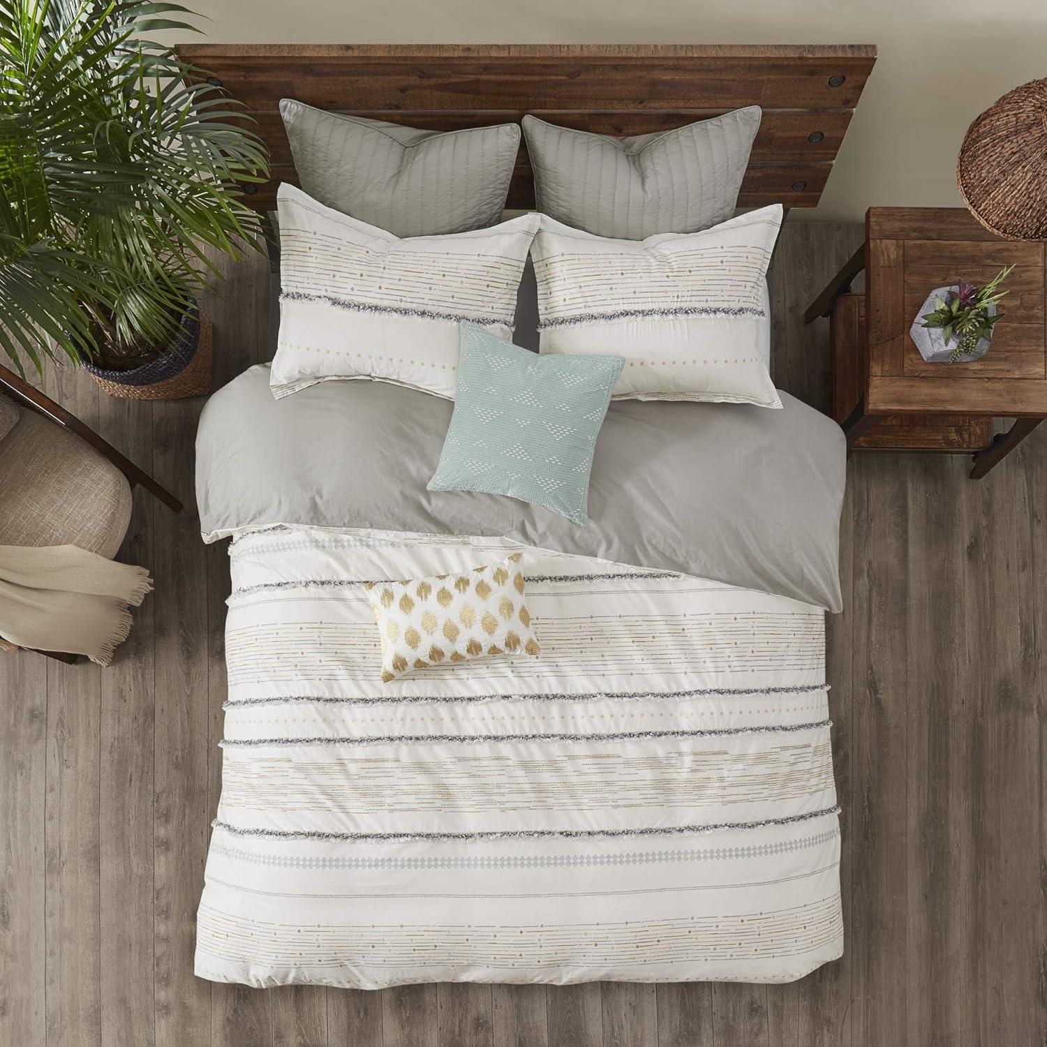 Nea Boho 3-Piece Striped Cotton Duvet Set