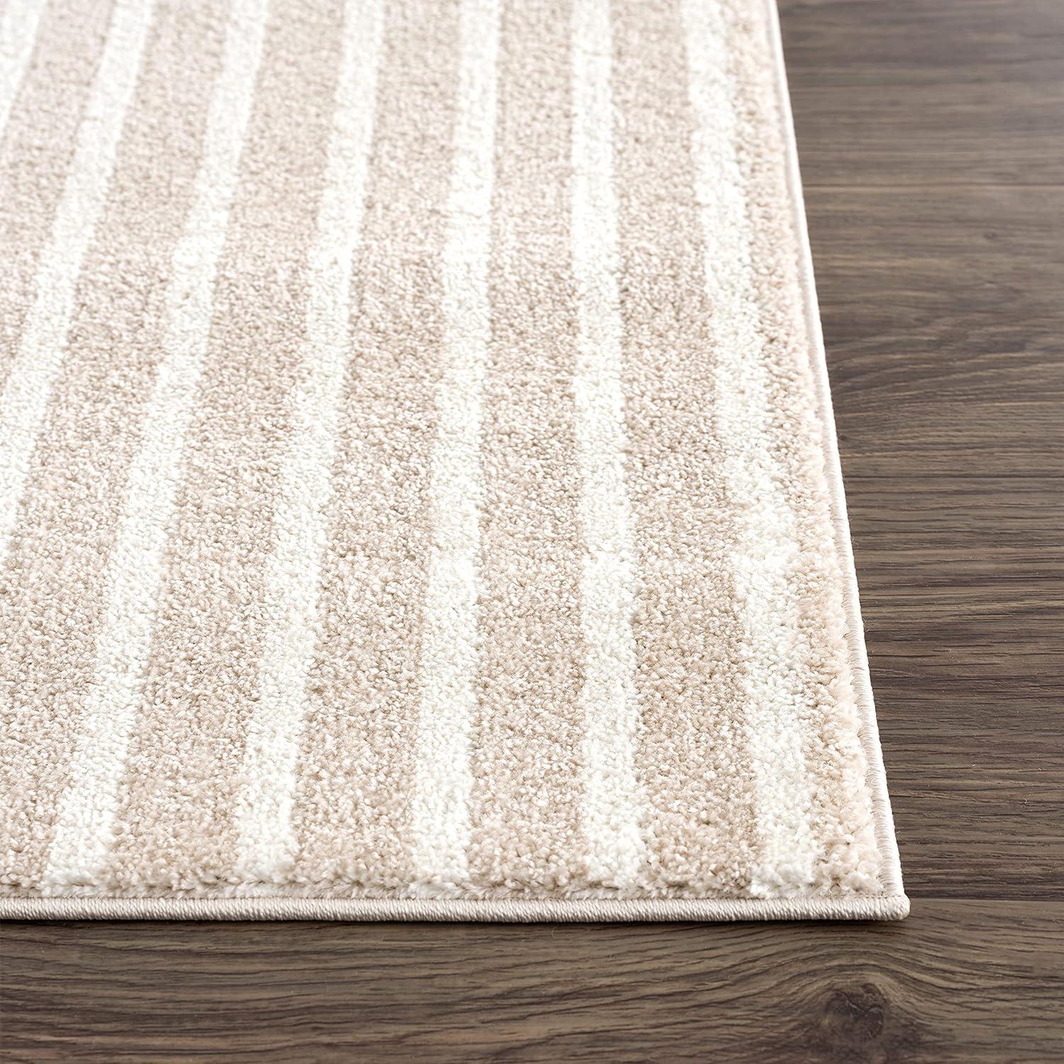 Ivory Geometric 6' x 9' Synthetic Easy-Care Area Rug