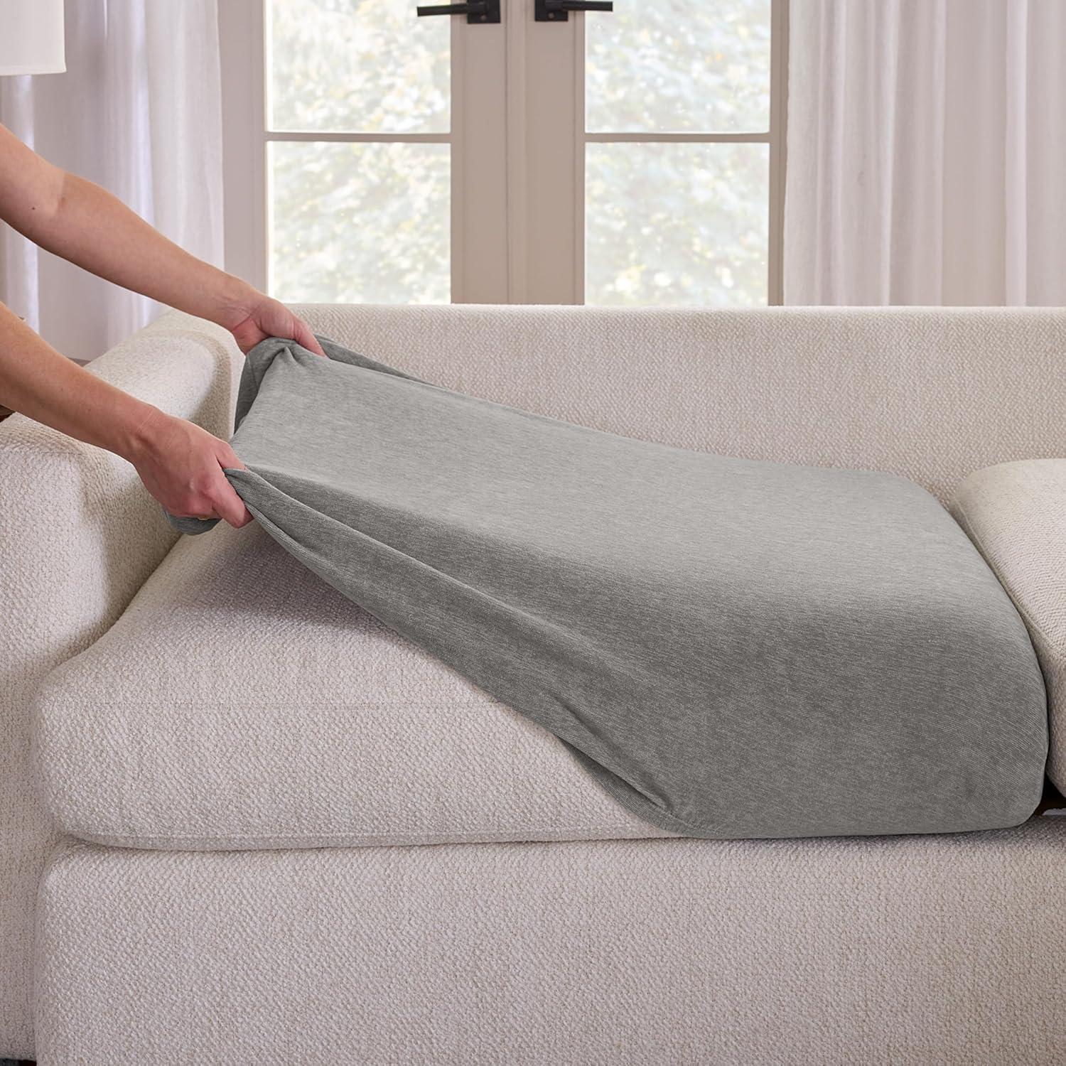 Gray Stretch Polyester Sofa Cushion Cover