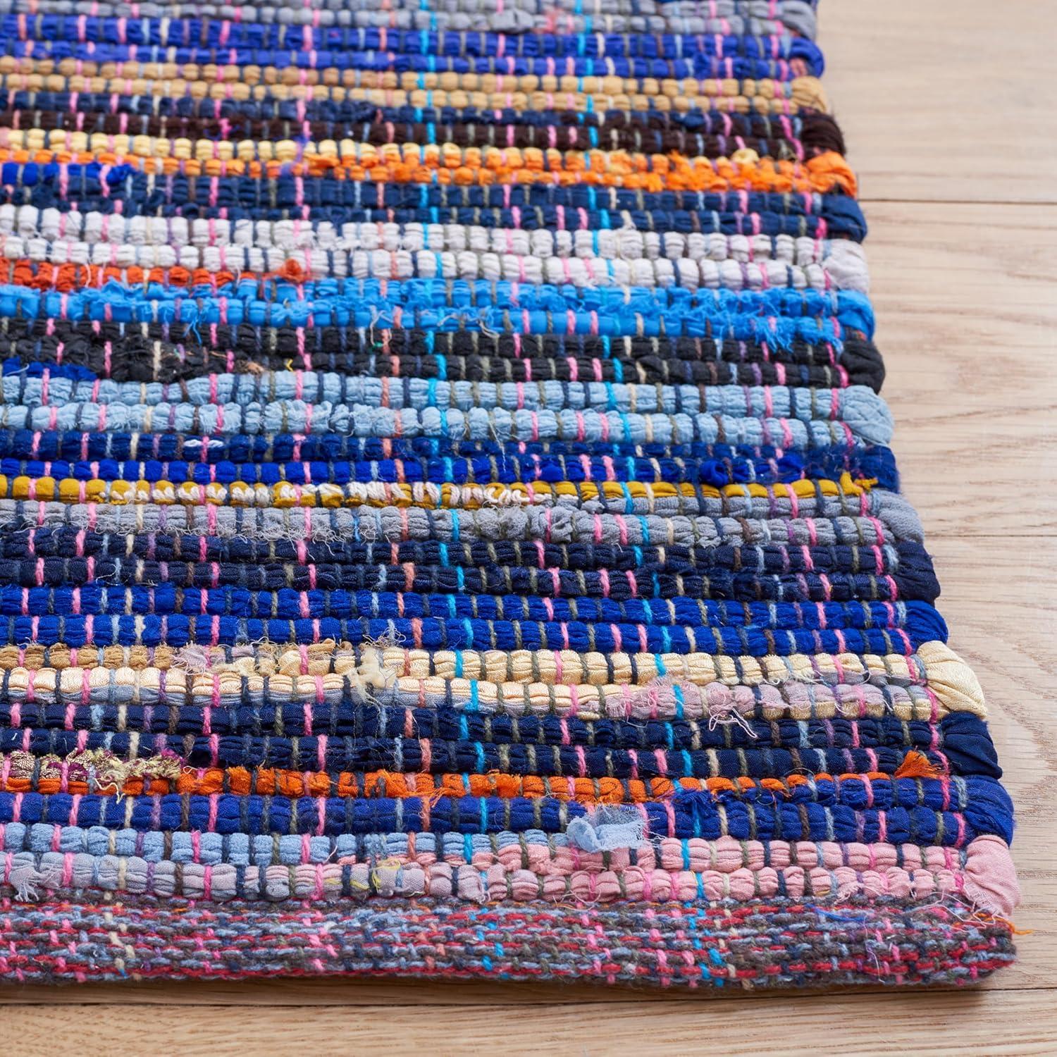 Rag Runner Rug RAR240 Hand Woven Runner Rug - Blue/Multi - 2'3"x10' - Safavieh.