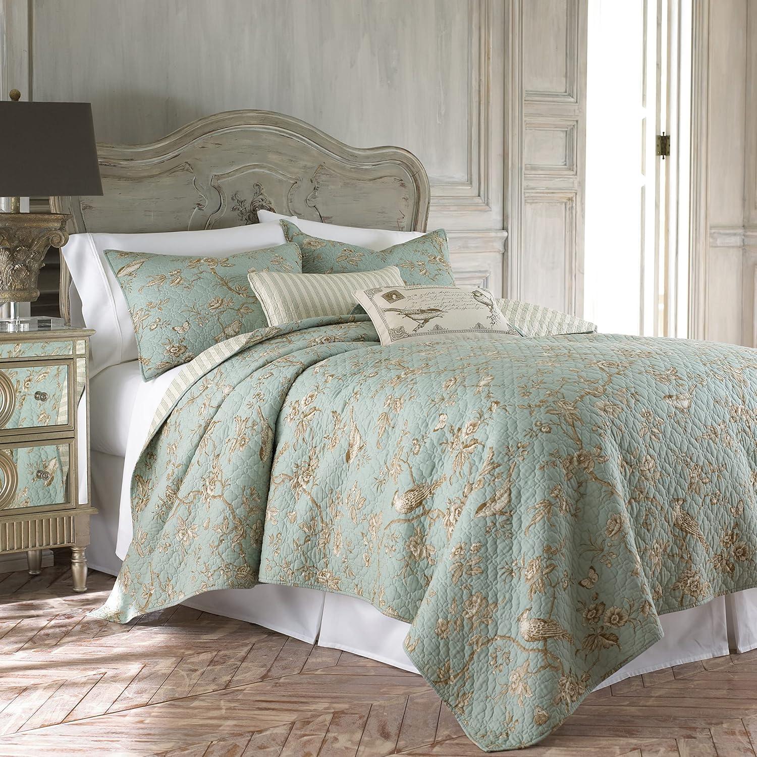 homthreads Luxemburg Quilt Set - Teal (Full/Queen): Cotton Material, Includes 2 Shams, Machine Washable
