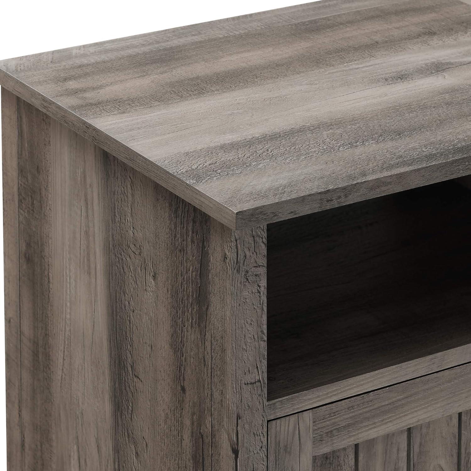 Walker Edison Craig 18" Grooved Door Engineered Wood Nightstand in Gray Wash