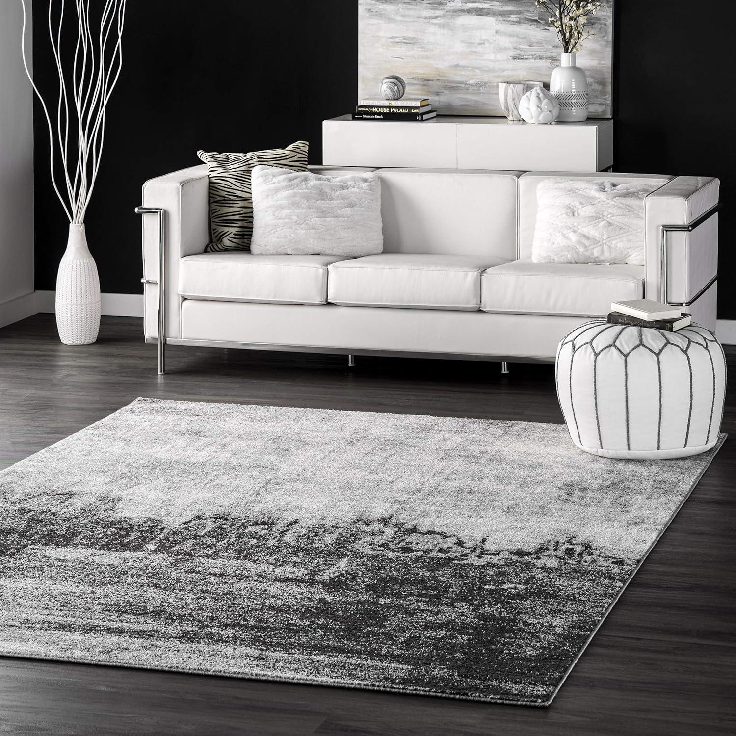 Alayna Black Abstract 9' x 12' Synthetic Area Rug