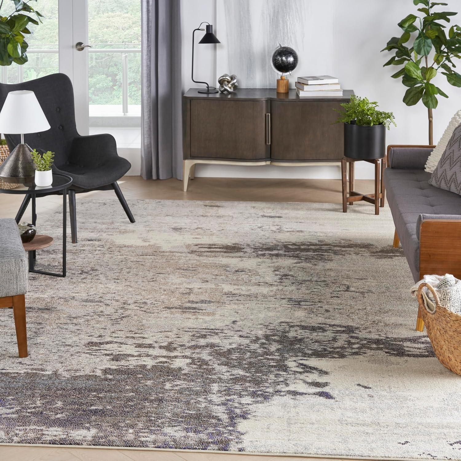 Nourison Celestial CES02 Indoor only Area Rug - Ivory/Grey 10' x 14'
