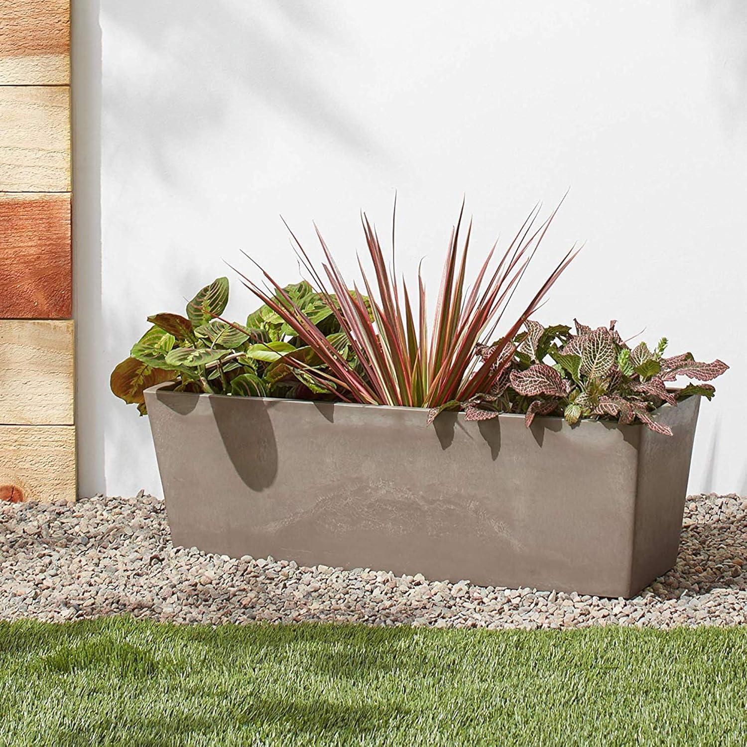 Eco-Friendly Simplicity Taupe Window Box Planter, 25.5" x 9"