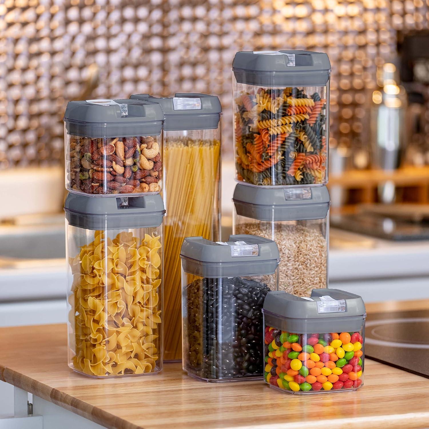 Cheer Collection Airtight Food Storage Containers, Set of 7 (Gray)