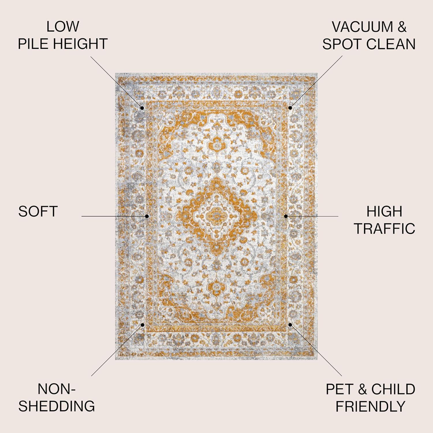 Indhira Ornate Medallion Persian Runner Rug - JONATHAN Y