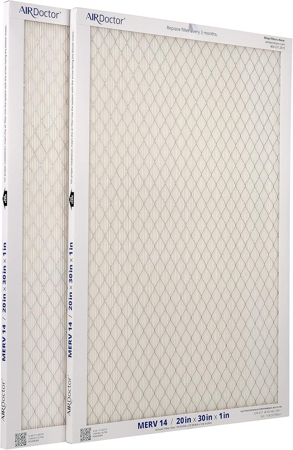 AirDoctor MERV 14 HVAC Pleated Filter, 20x30x1, Captures 96% of Pollutants