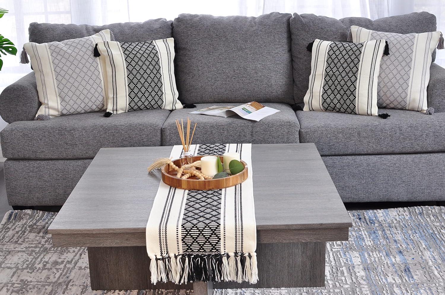 Oveesha Boho Cotton Woven Table Runner With Tassels