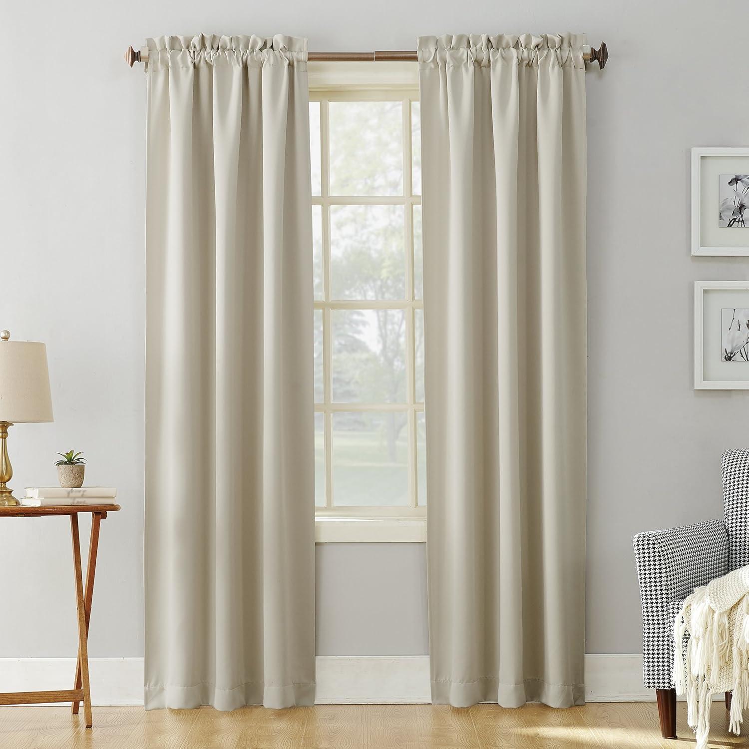 40"x84" Sun Zero Blackout Kenneth Energy Saving Rod Pocket Curtain Panel Pearl: Thermal Insulated, Noise Reduction