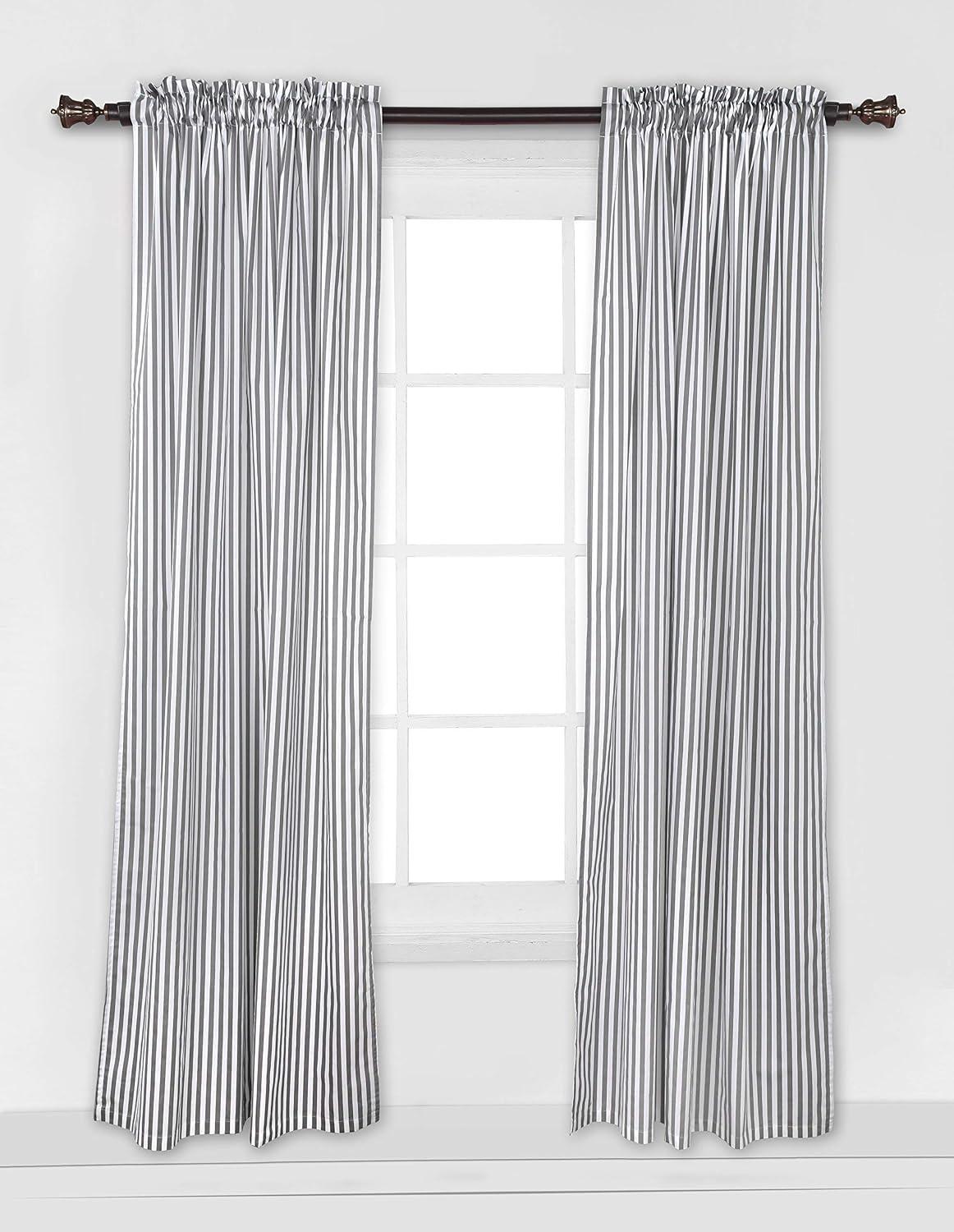 Bacati - Single Light Filtering Curtain Panel Pin Stripes Grey