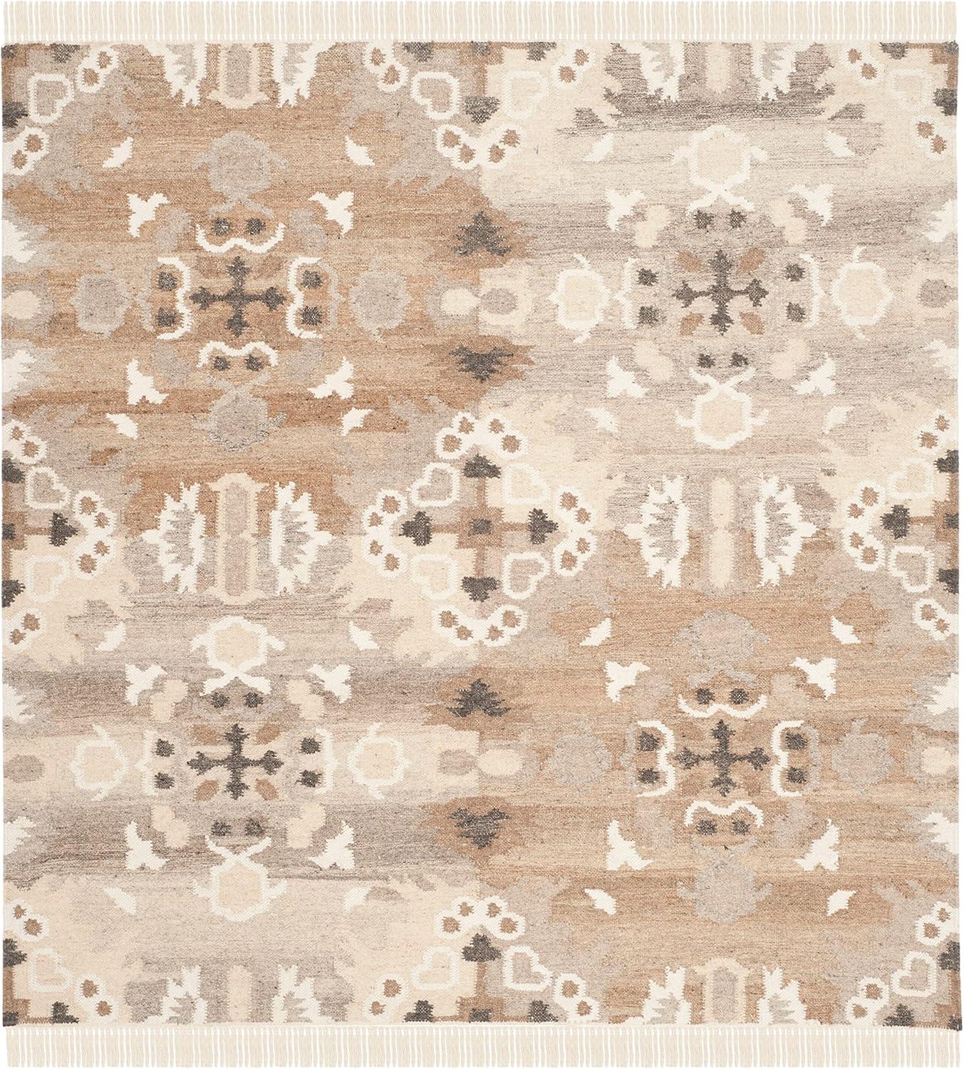 Natural Kilim NKM318 Hand Woven Area Rug - Grey/Multi - 7'x7' - Safavieh.